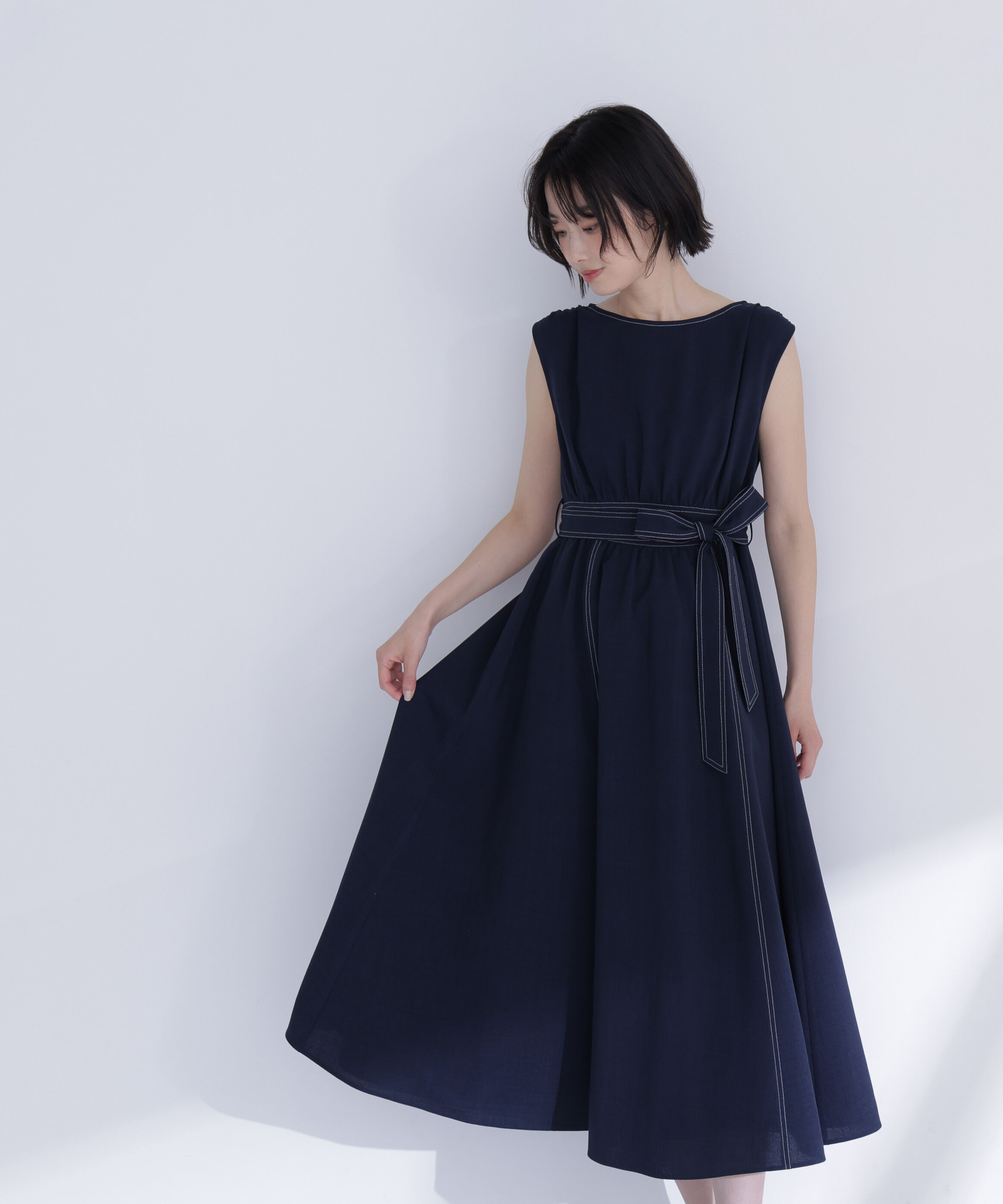  「ベルテッドステッチワンピース」|ワンピース|