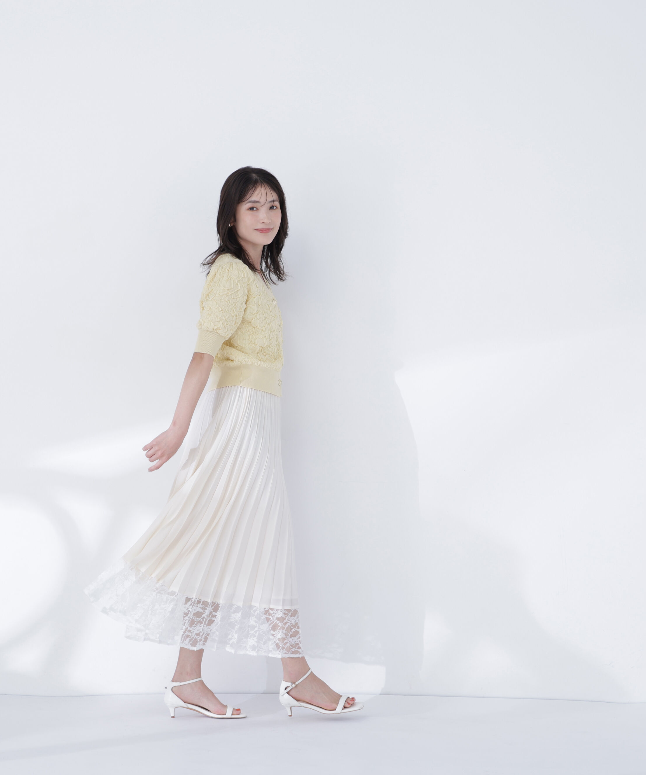  「ヘムレースプリーツスカート」|スカート|