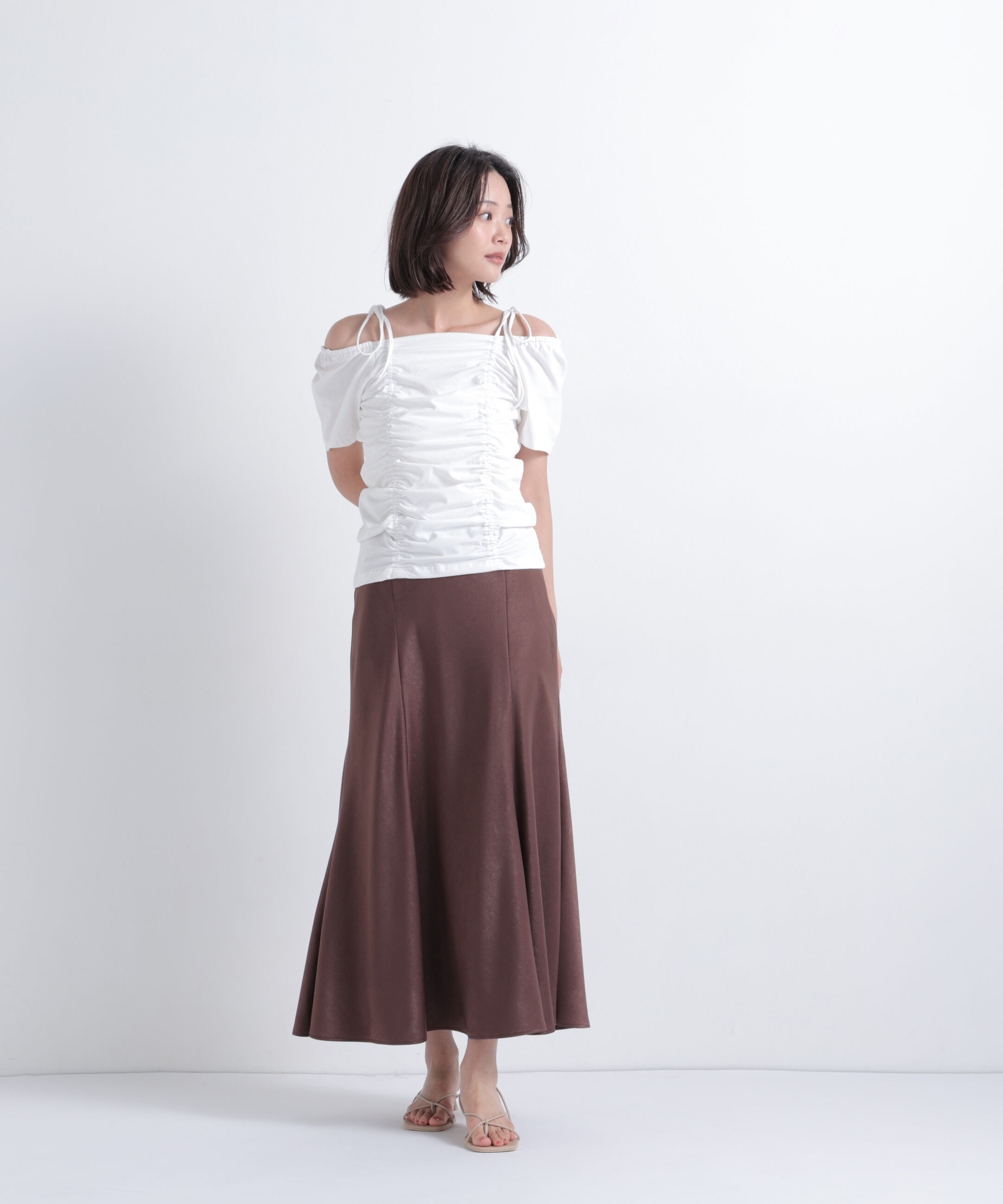  「ショルダーリボンドロストカットソー」|Tシャツ・カットソー|