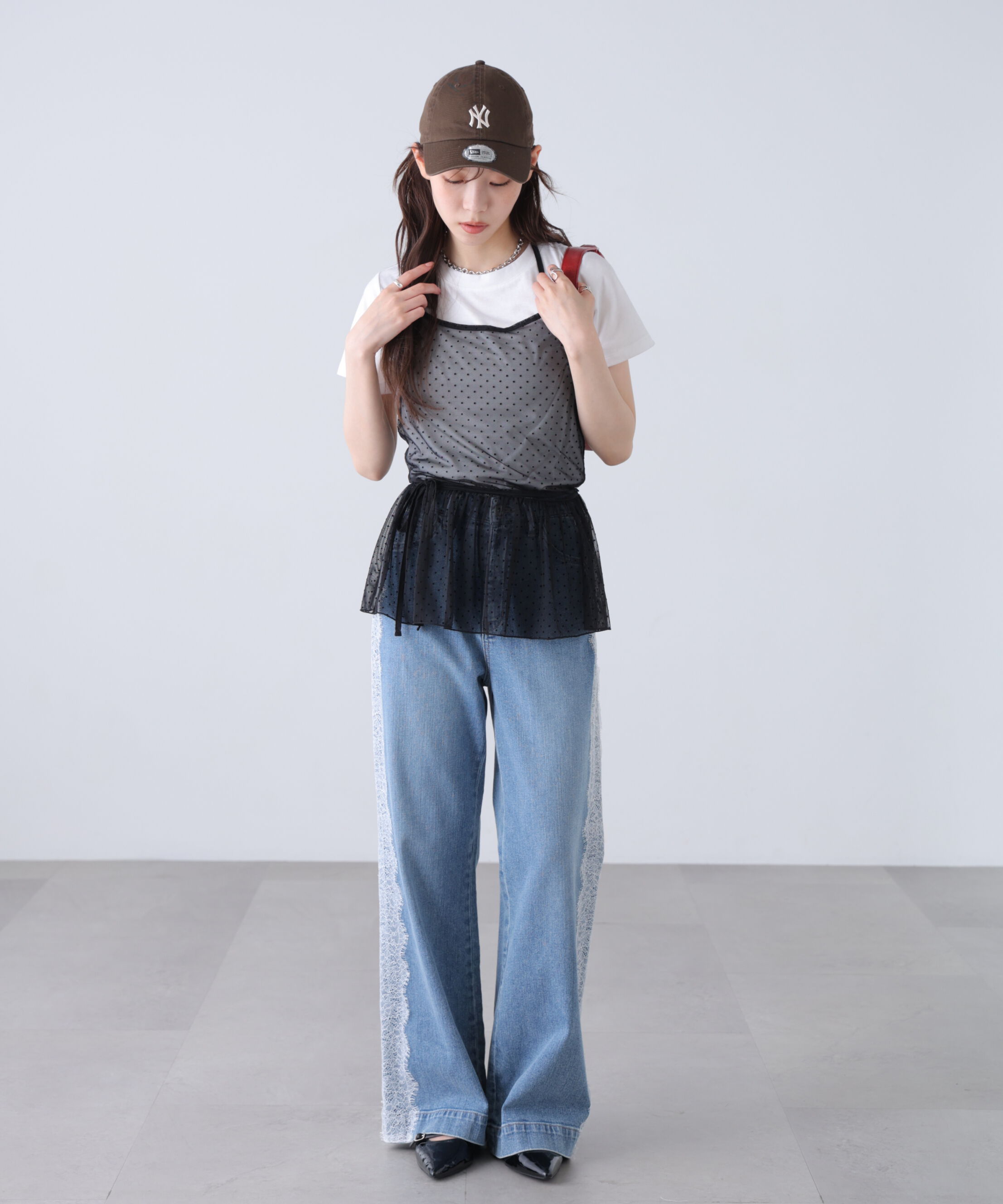  「2WAYシアードットホルターキャミ&times;半袖カットソーセット」|Tシャツ・カットソー|