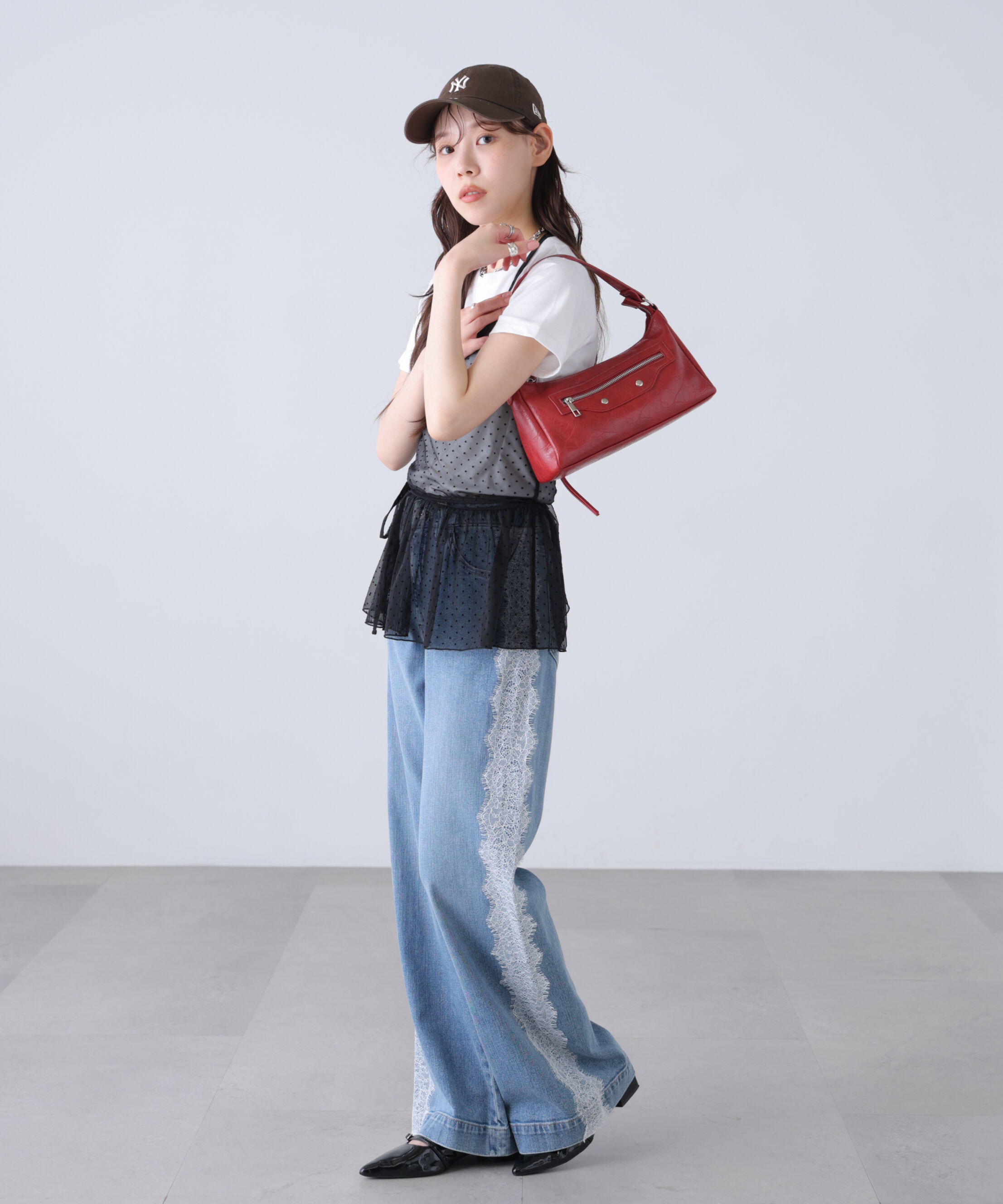  「2WAYシアードットホルターキャミ&times;半袖カットソーセット」|Tシャツ・カットソー|