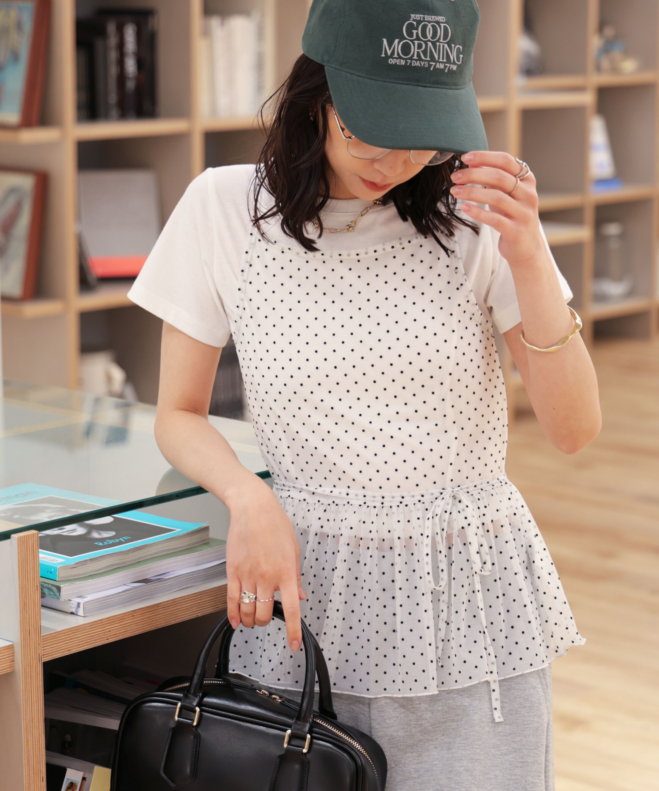  「2WAYシアードットホルターキャミ&times;半袖カットソーセット」|Tシャツ・カットソー|