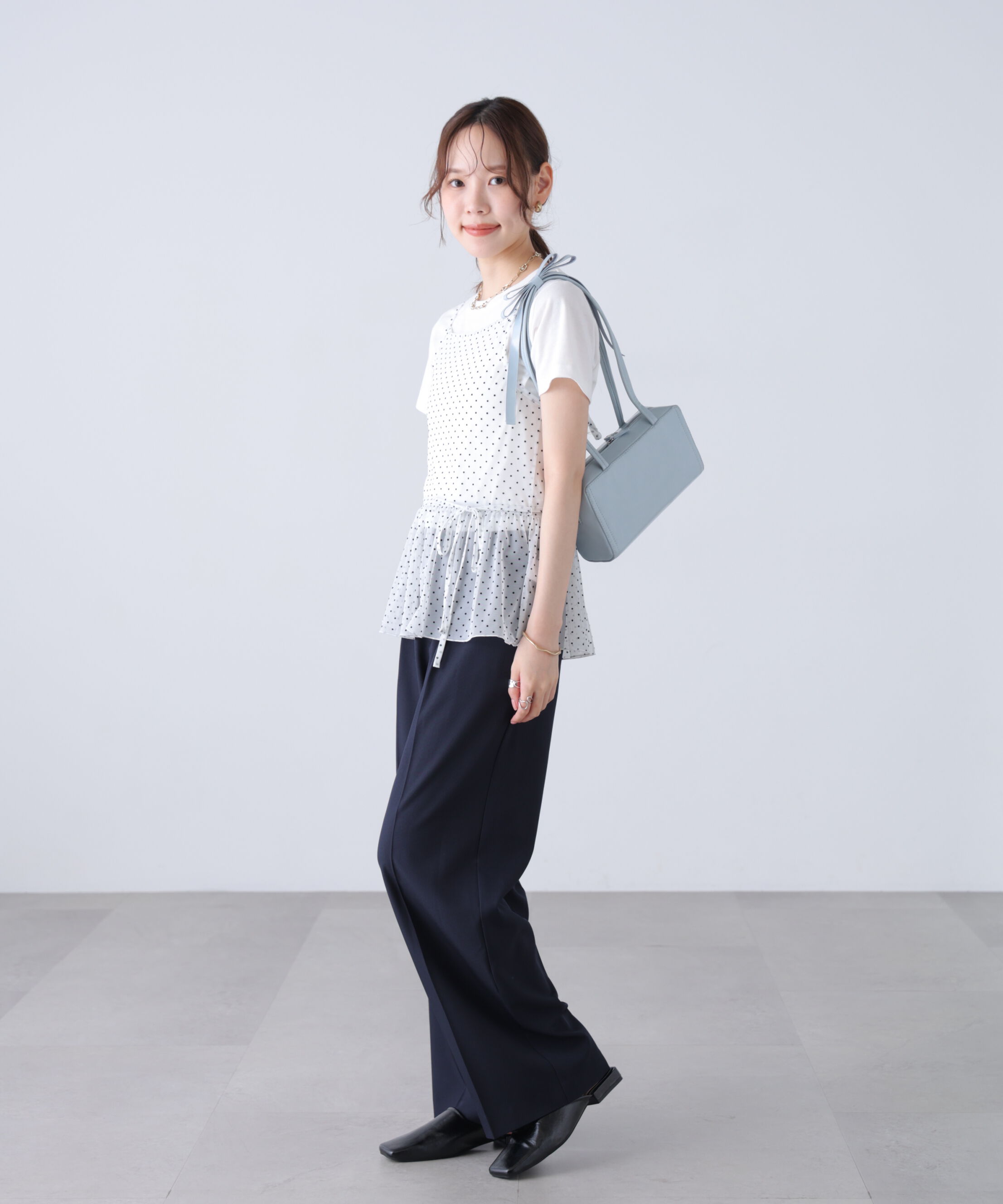  「2WAYシアードットホルターキャミ&times;半袖カットソーセット」|Tシャツ・カットソー|