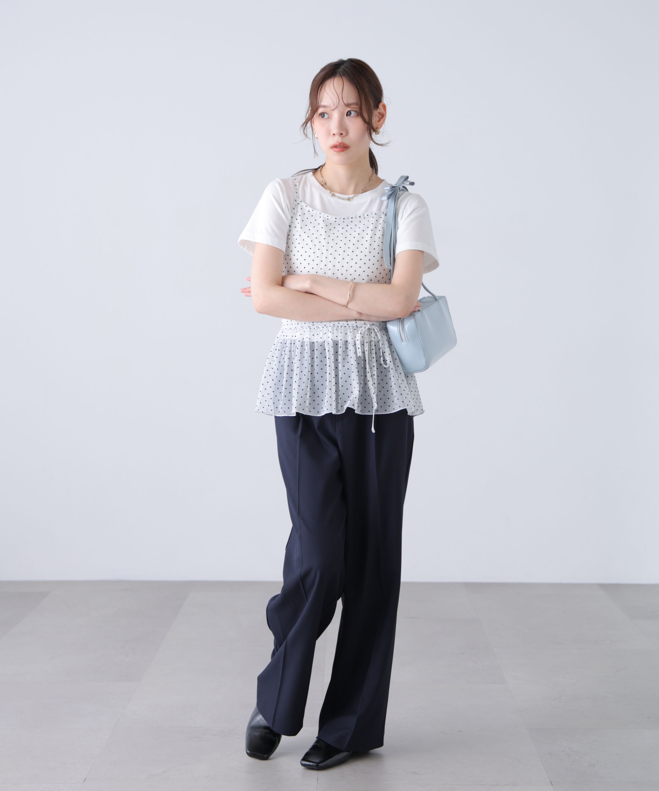  「2WAYシアードットホルターキャミ&times;半袖カットソーセット」|Tシャツ・カットソー|
