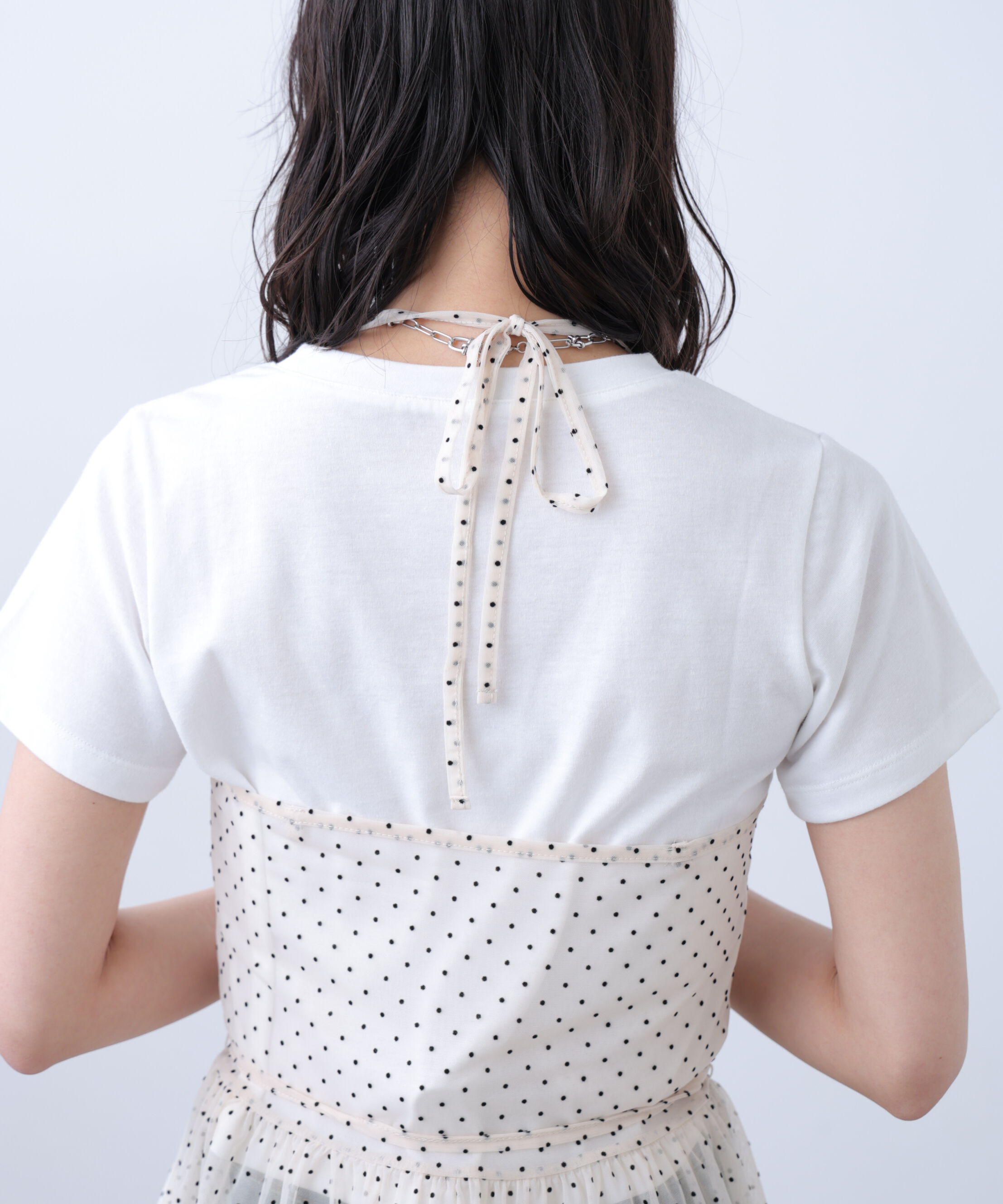  「2WAYシアードットホルターキャミ&times;半袖カットソーセット」|Tシャツ・カットソー|