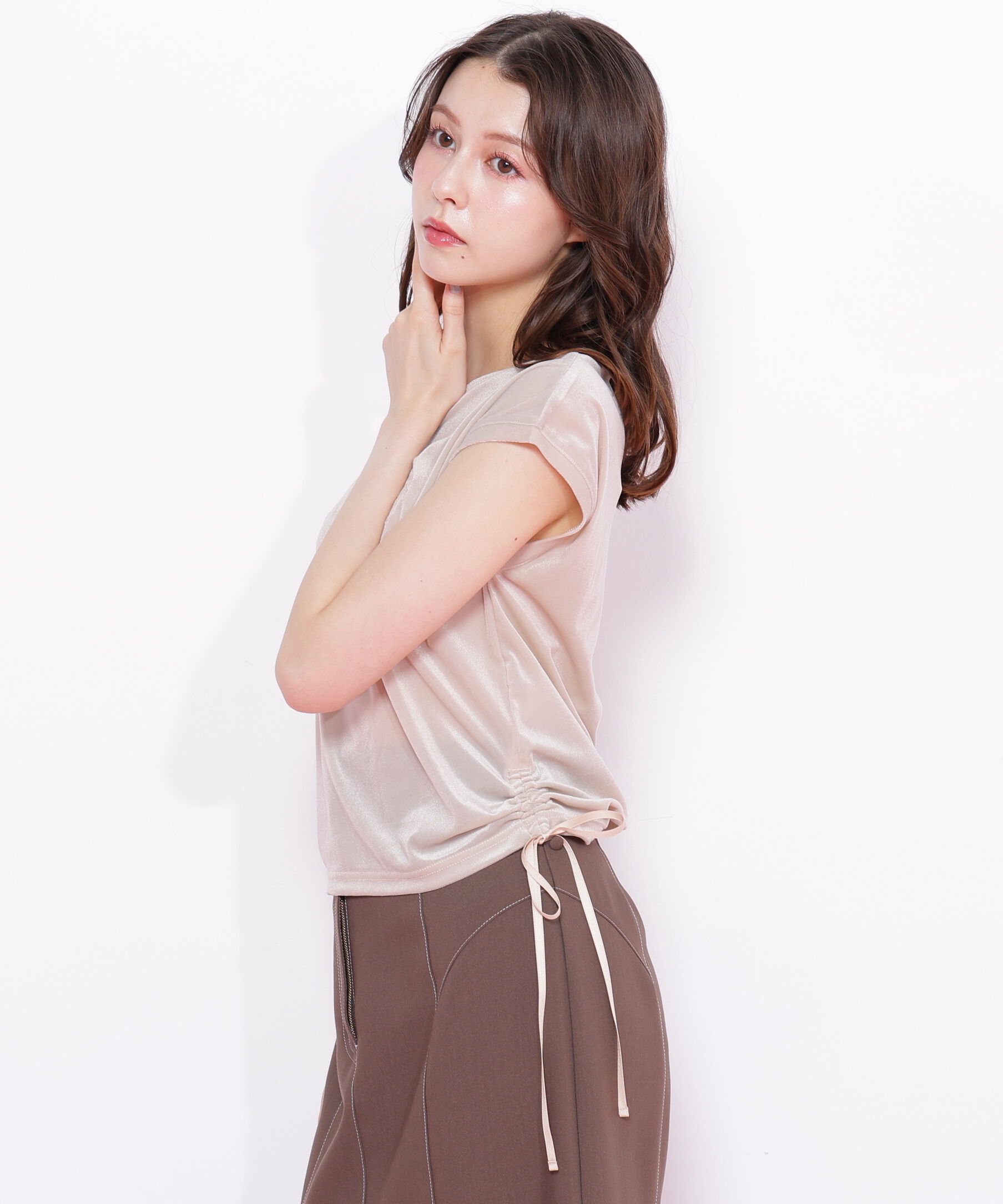  「ベロアコンパクトTシャツ」|Tシャツ・カットソー|ベージュ