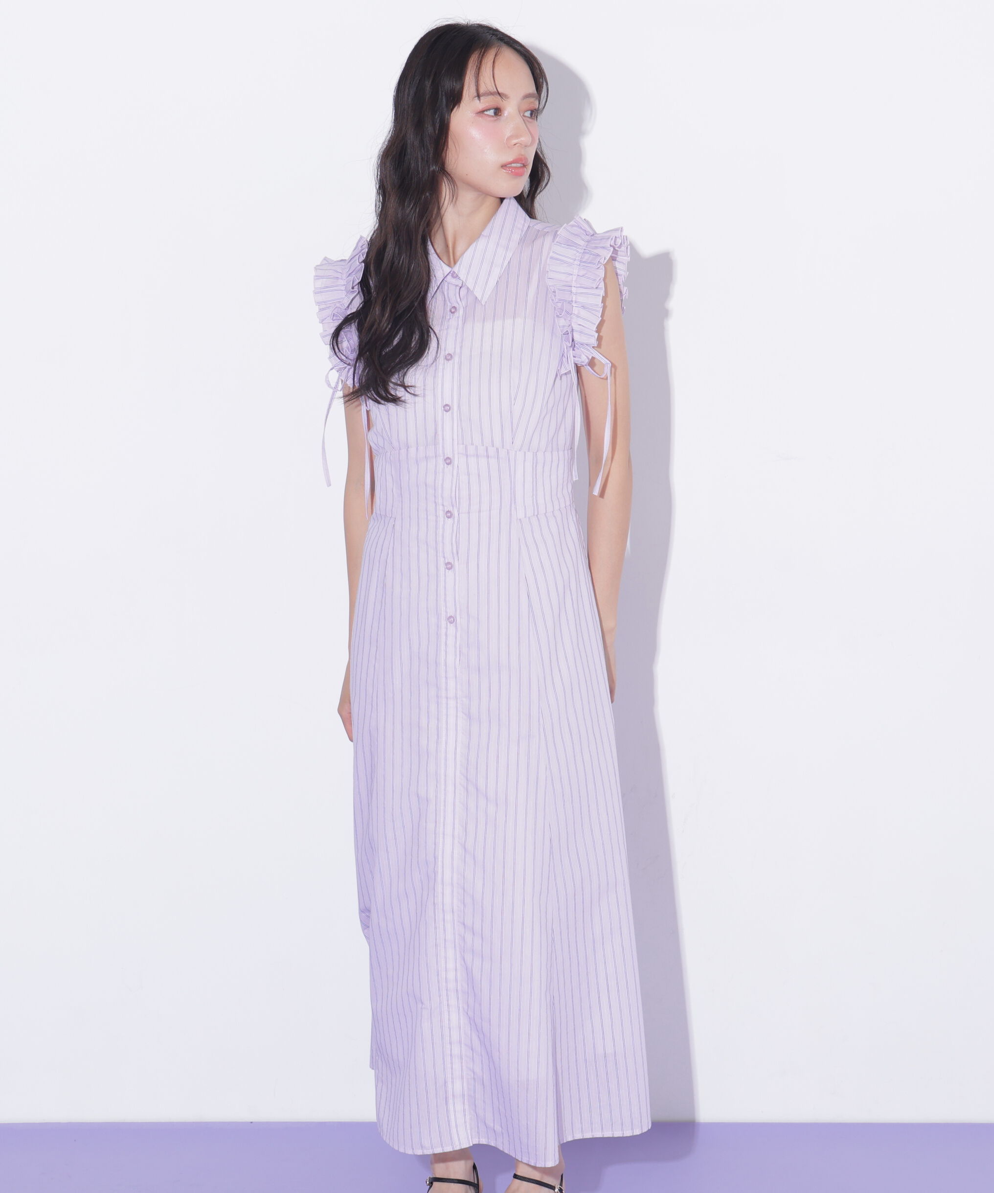  「ショルダーフリルワンピース」|ワンピース|