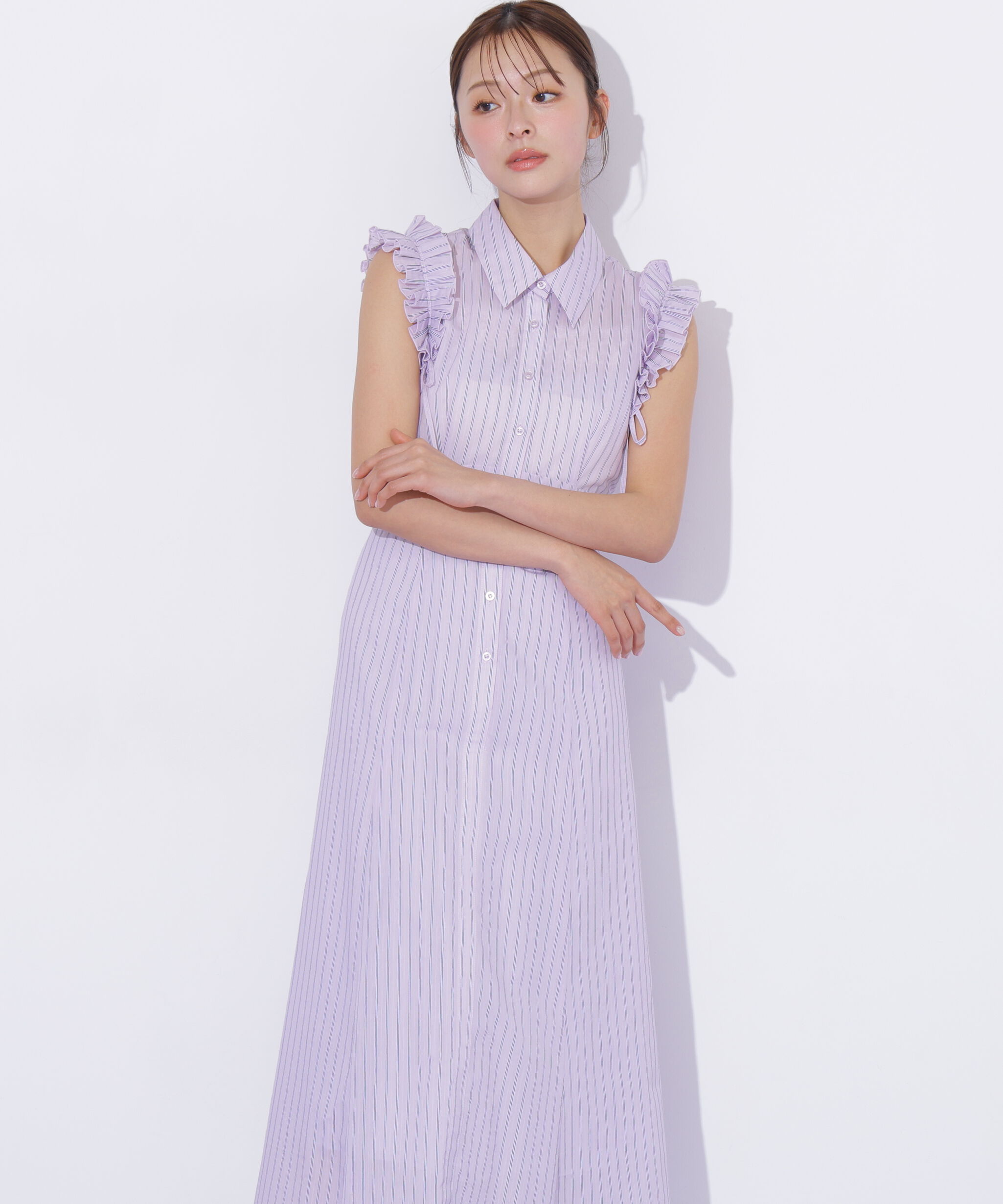  「ショルダーフリルワンピース」|ワンピース|