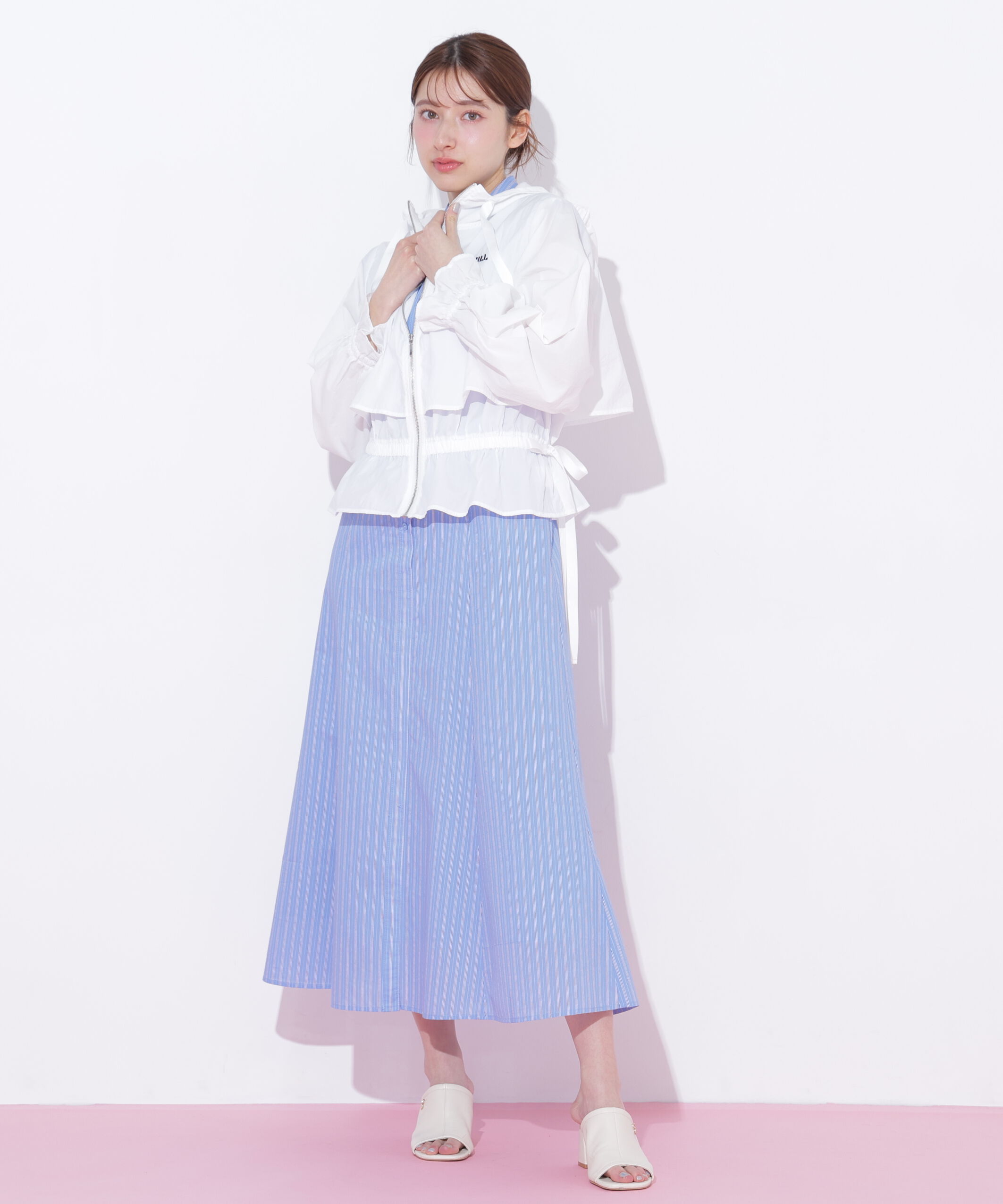  「ショルダーフリルワンピース」|ワンピース|