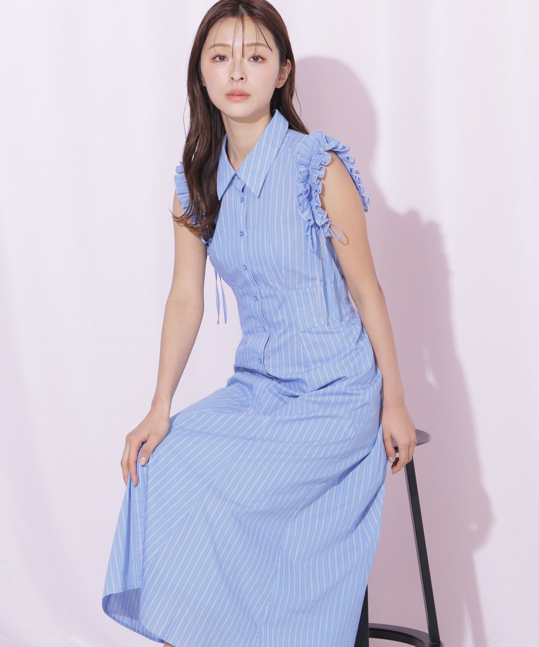  「ショルダーフリルワンピース」|ワンピース|