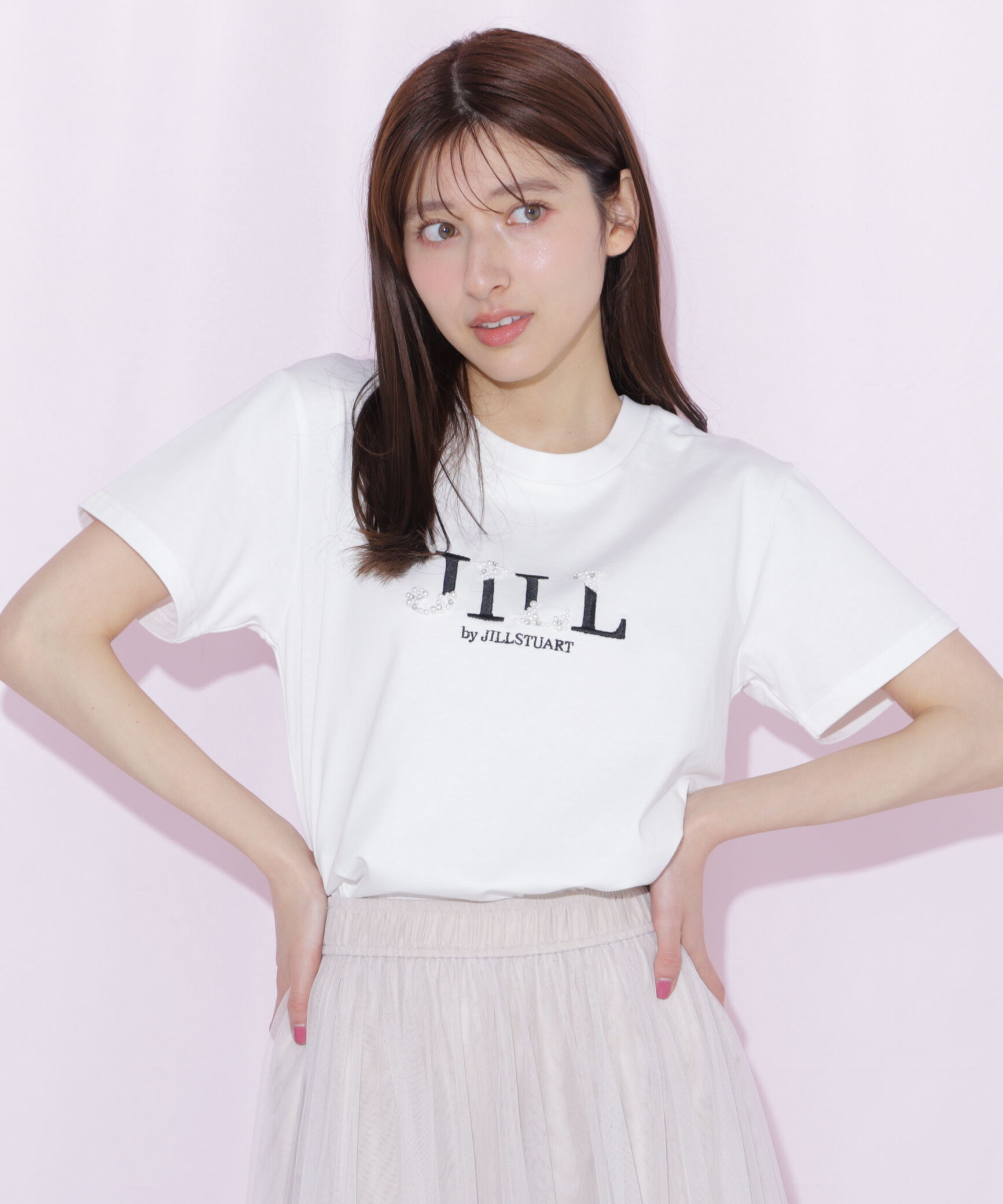 「オーガニックコットンビジューロゴTシャツ」|Tシャツ・カットソー|