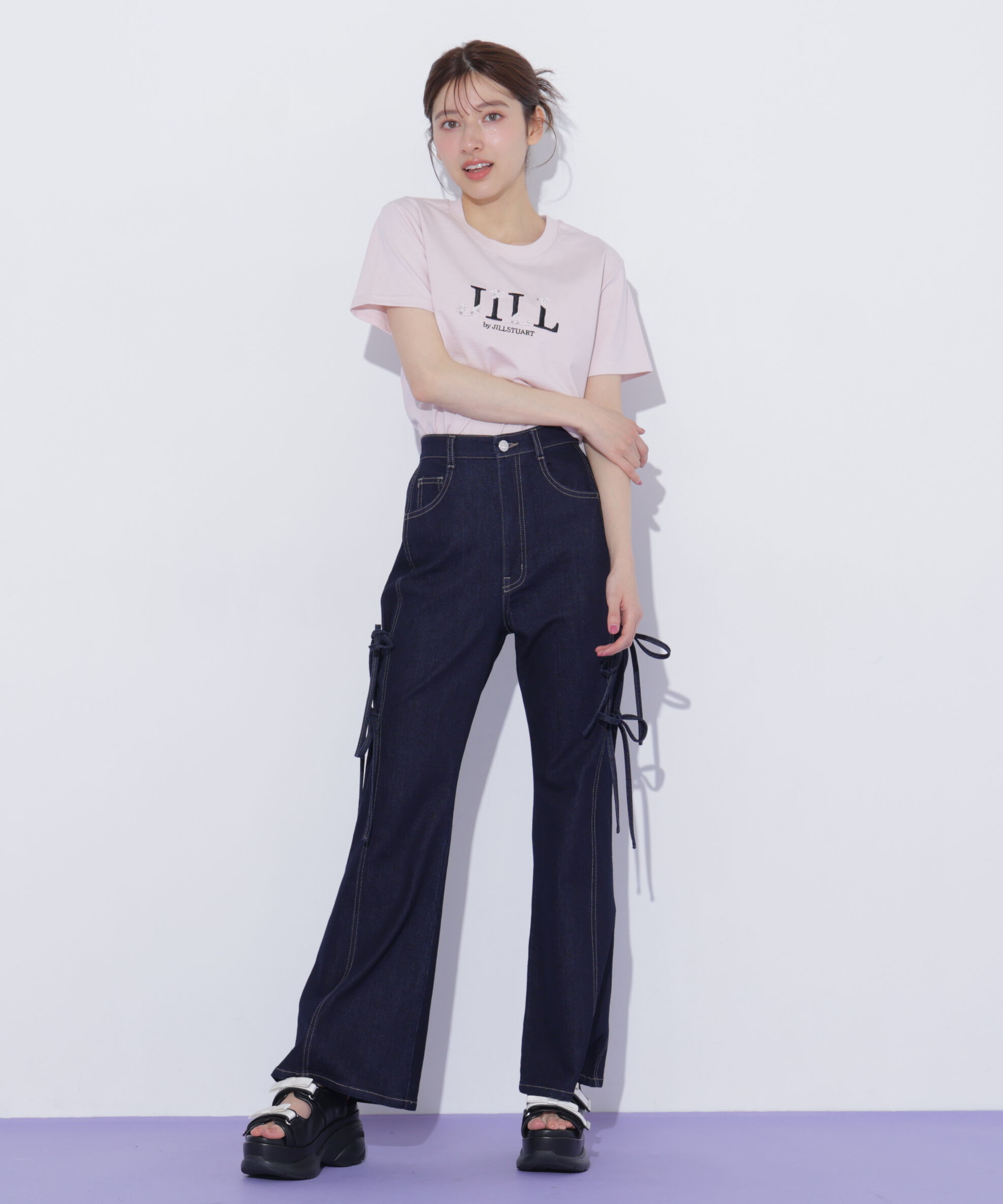  「オーガニックコットンビジューロゴTシャツ」|Tシャツ・カットソー|