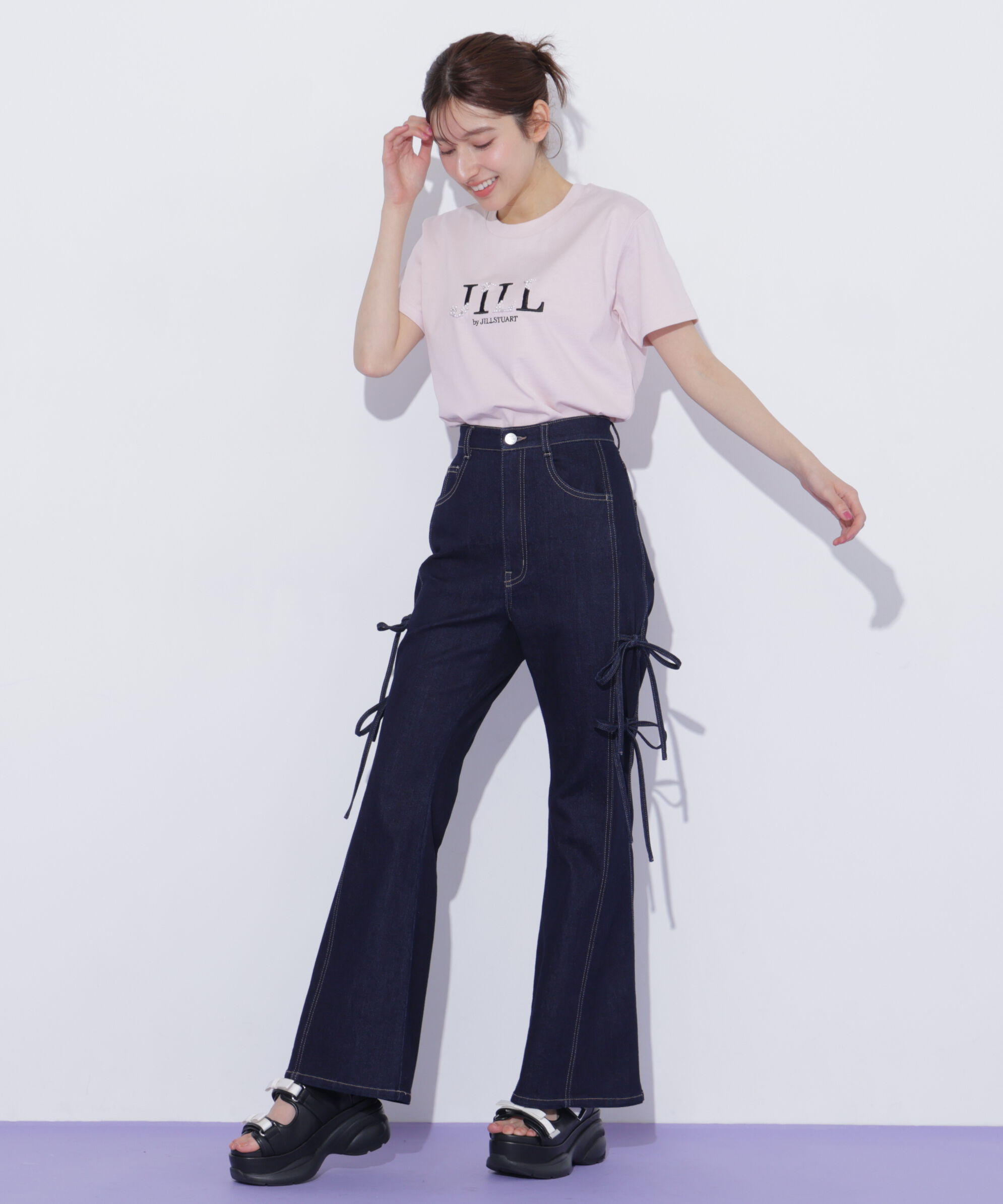  「オーガニックコットンビジューロゴTシャツ」|Tシャツ・カットソー|