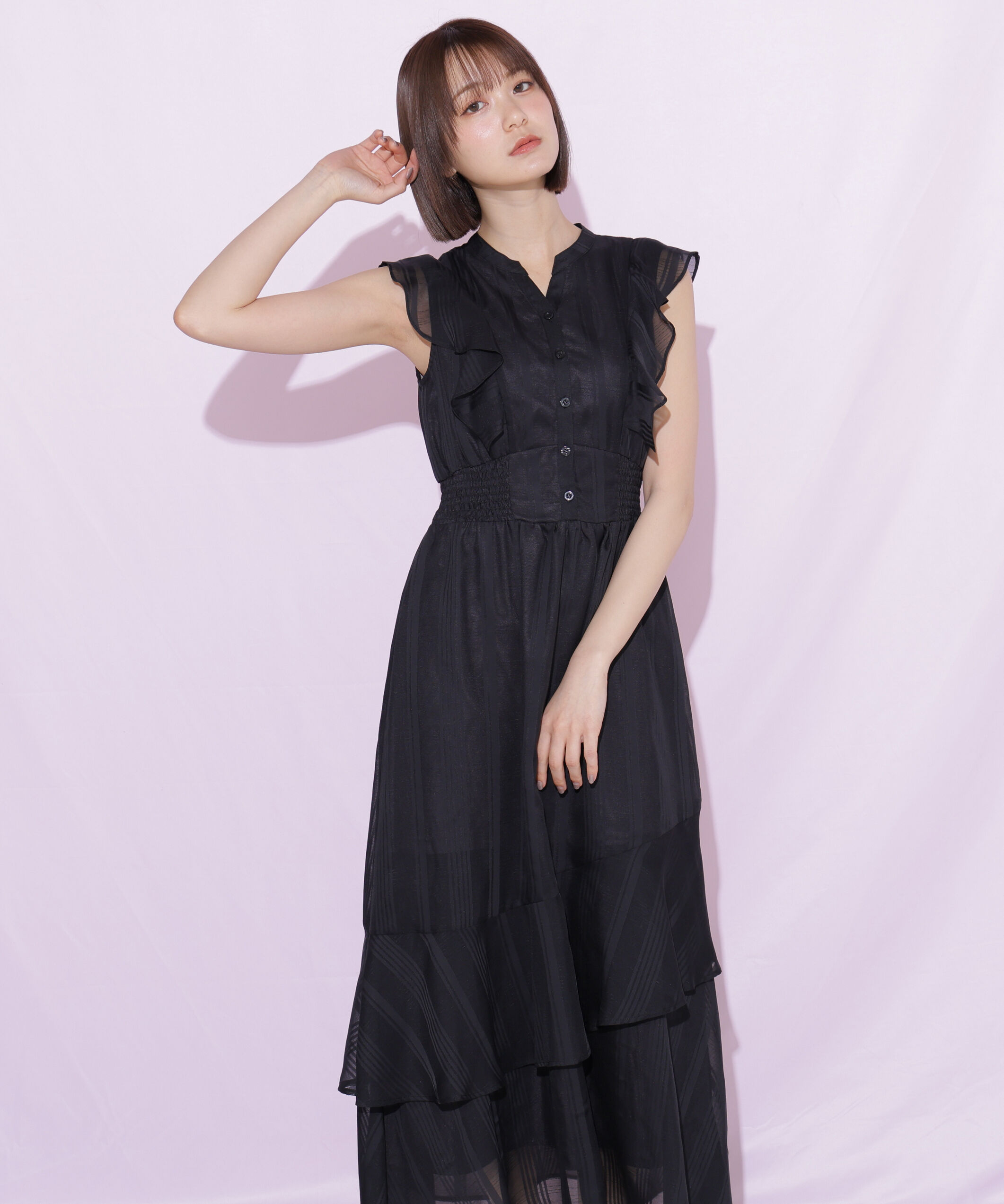  「ランダムティアードシャツワンピース」|ワンピース|