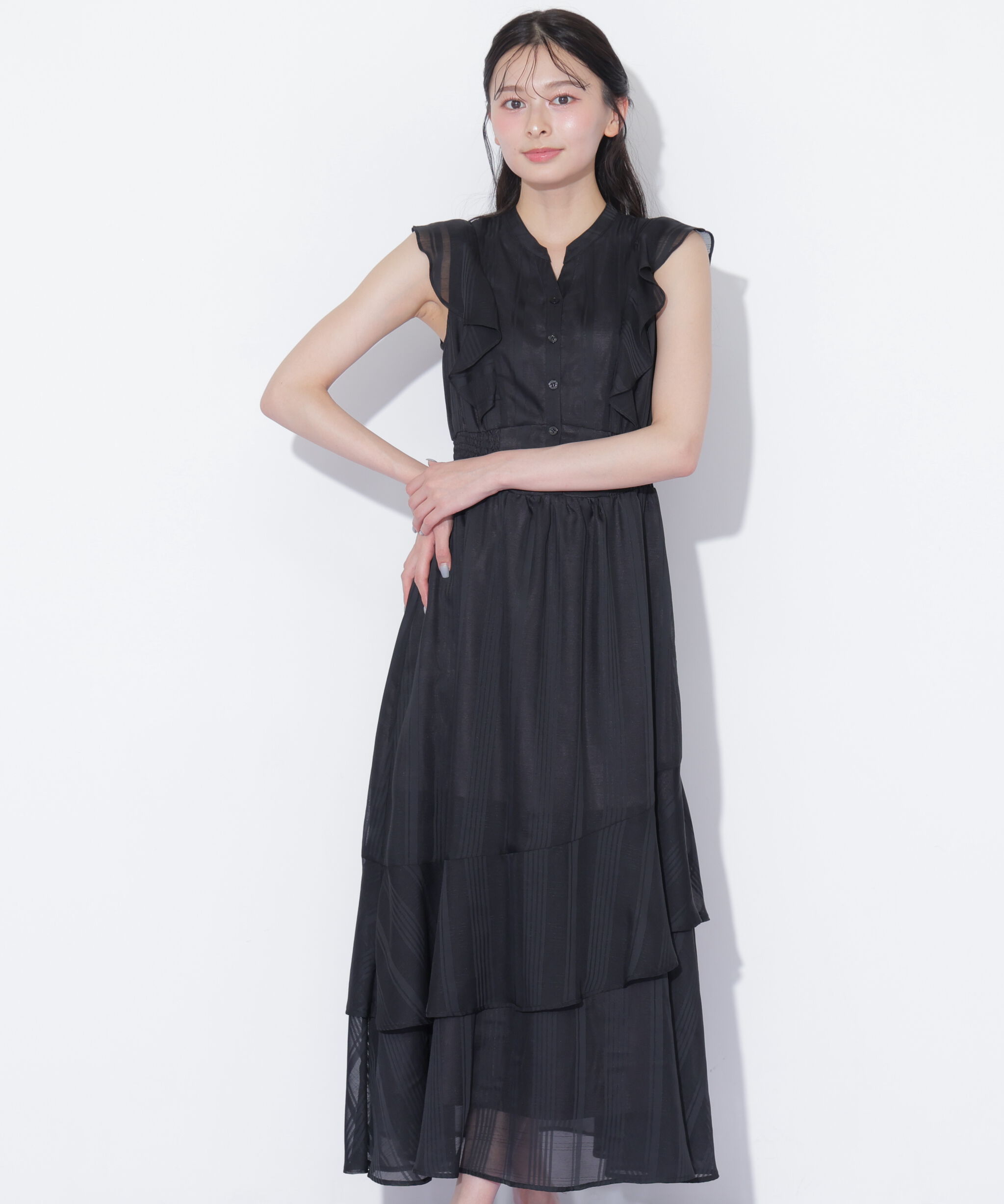  「ランダムティアードシャツワンピース」|ワンピース|