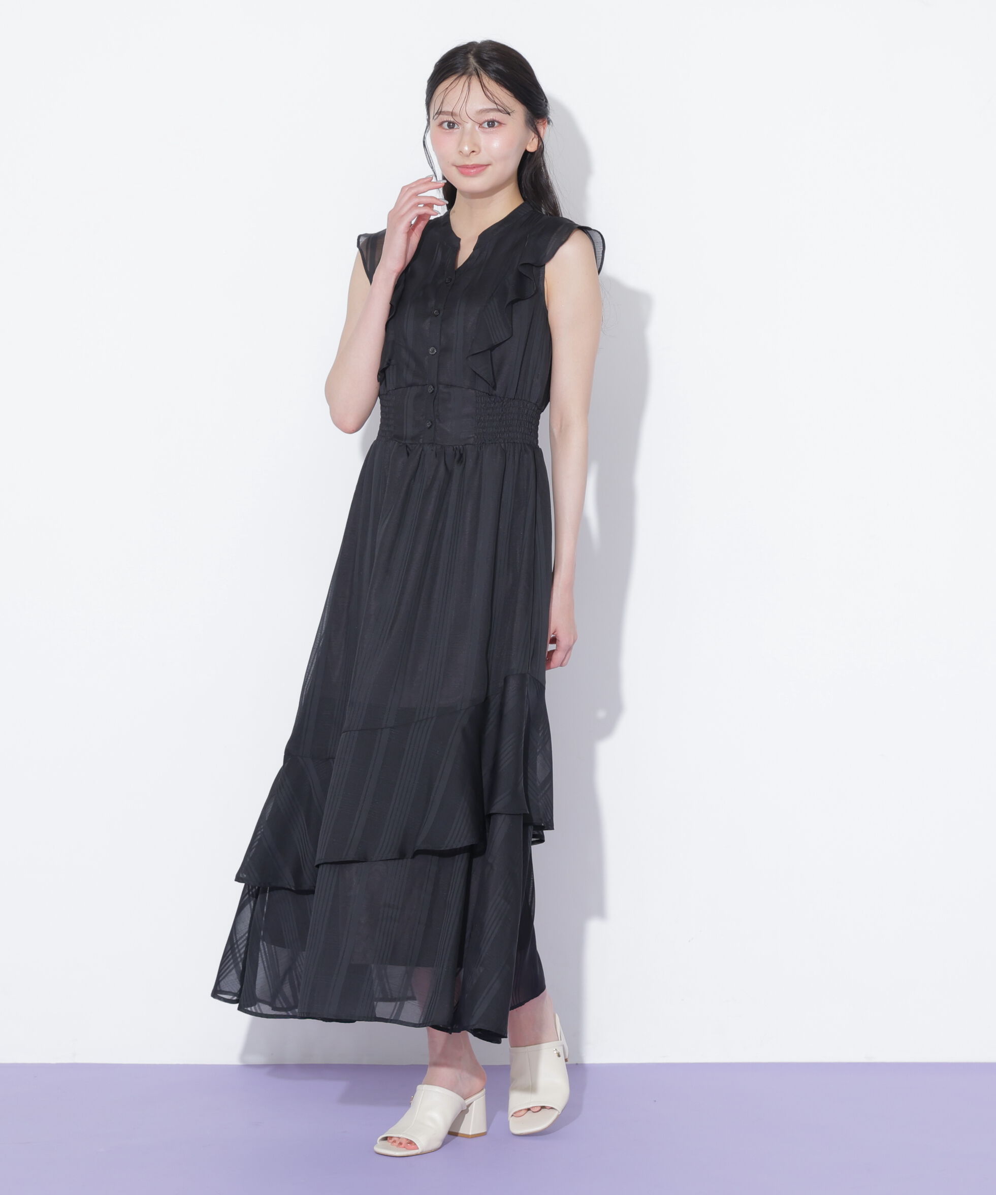  「ランダムティアードシャツワンピース」|ワンピース|