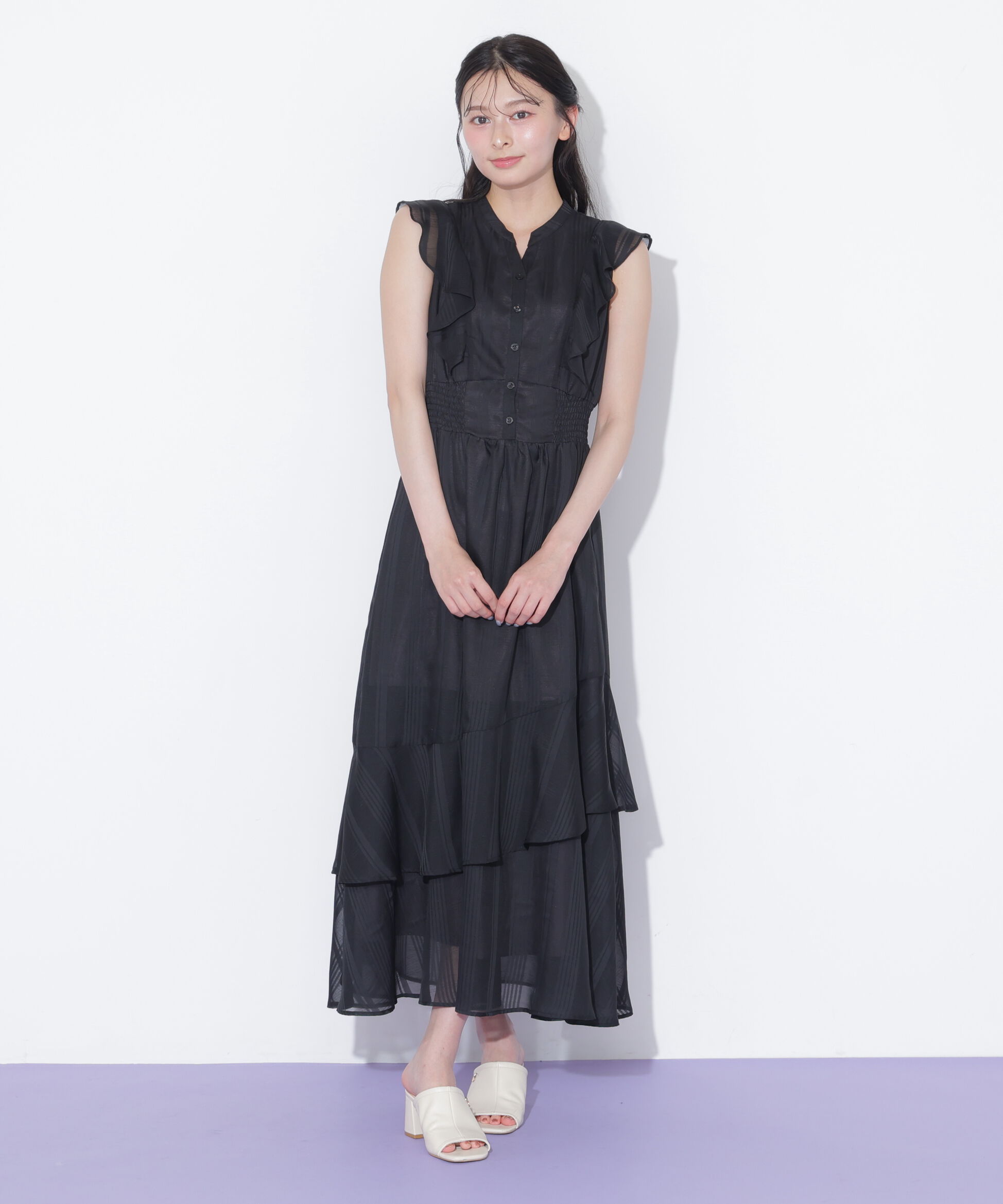  「ランダムティアードシャツワンピース」|ワンピース|