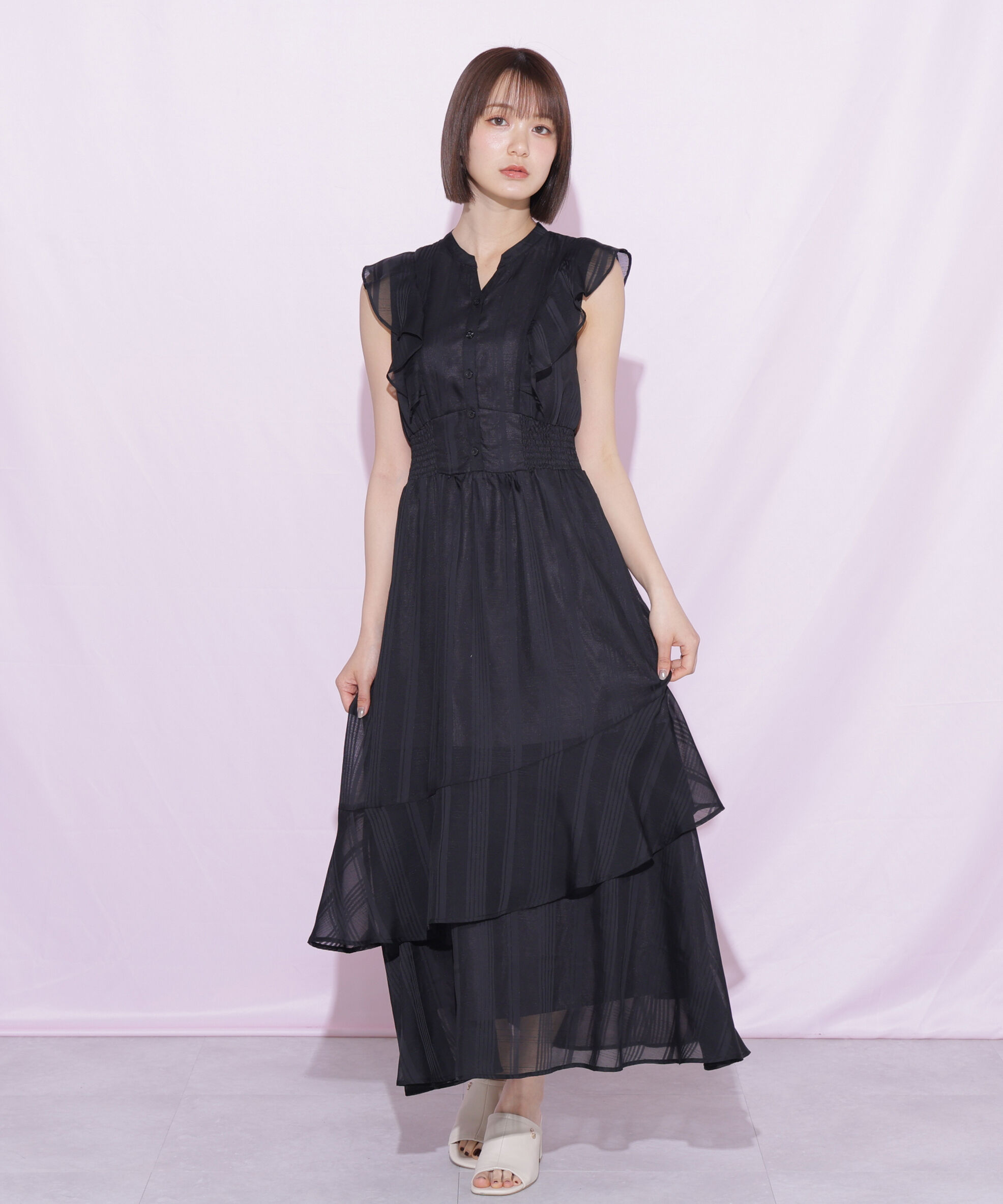  「ランダムティアードシャツワンピース」|ワンピース|