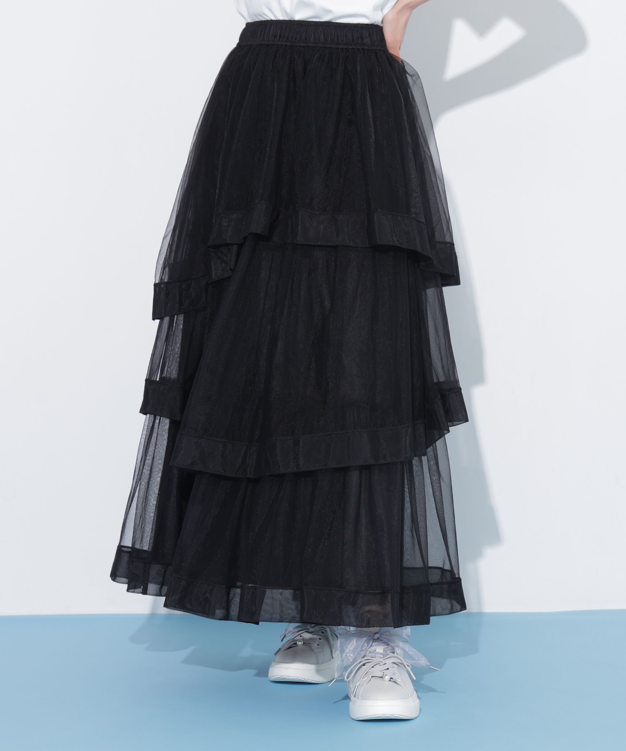  「ボリュームラッフルチュールスカート」|スカート|