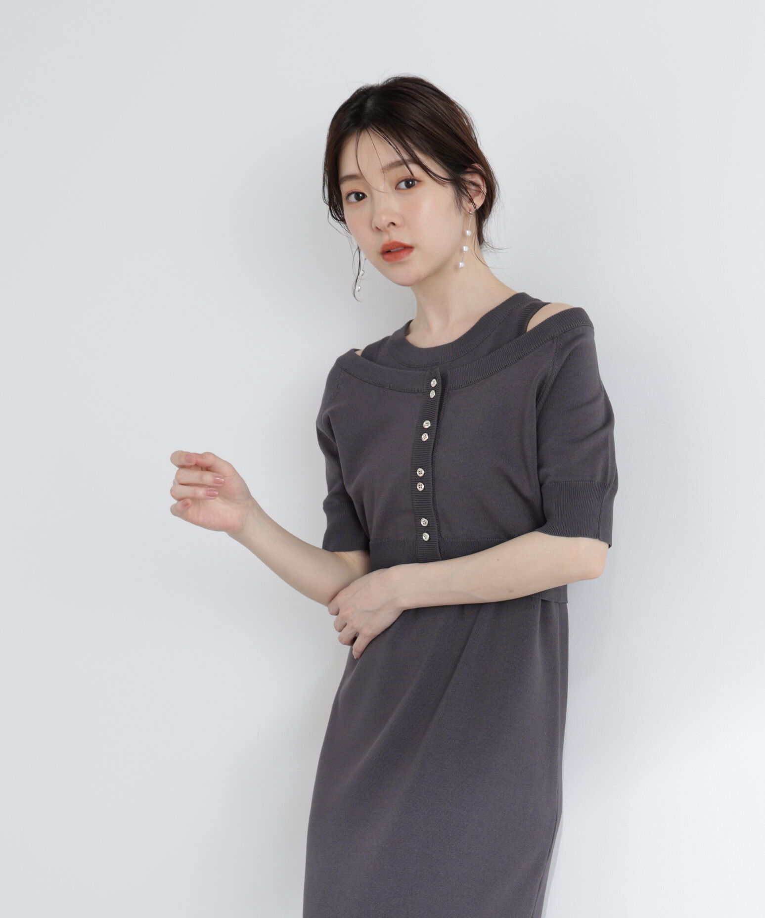 PROPORTION BODY DRESSING「＜中川紅葉さん着用＞ショートカーデレイヤードワンピース」|ワンピース|