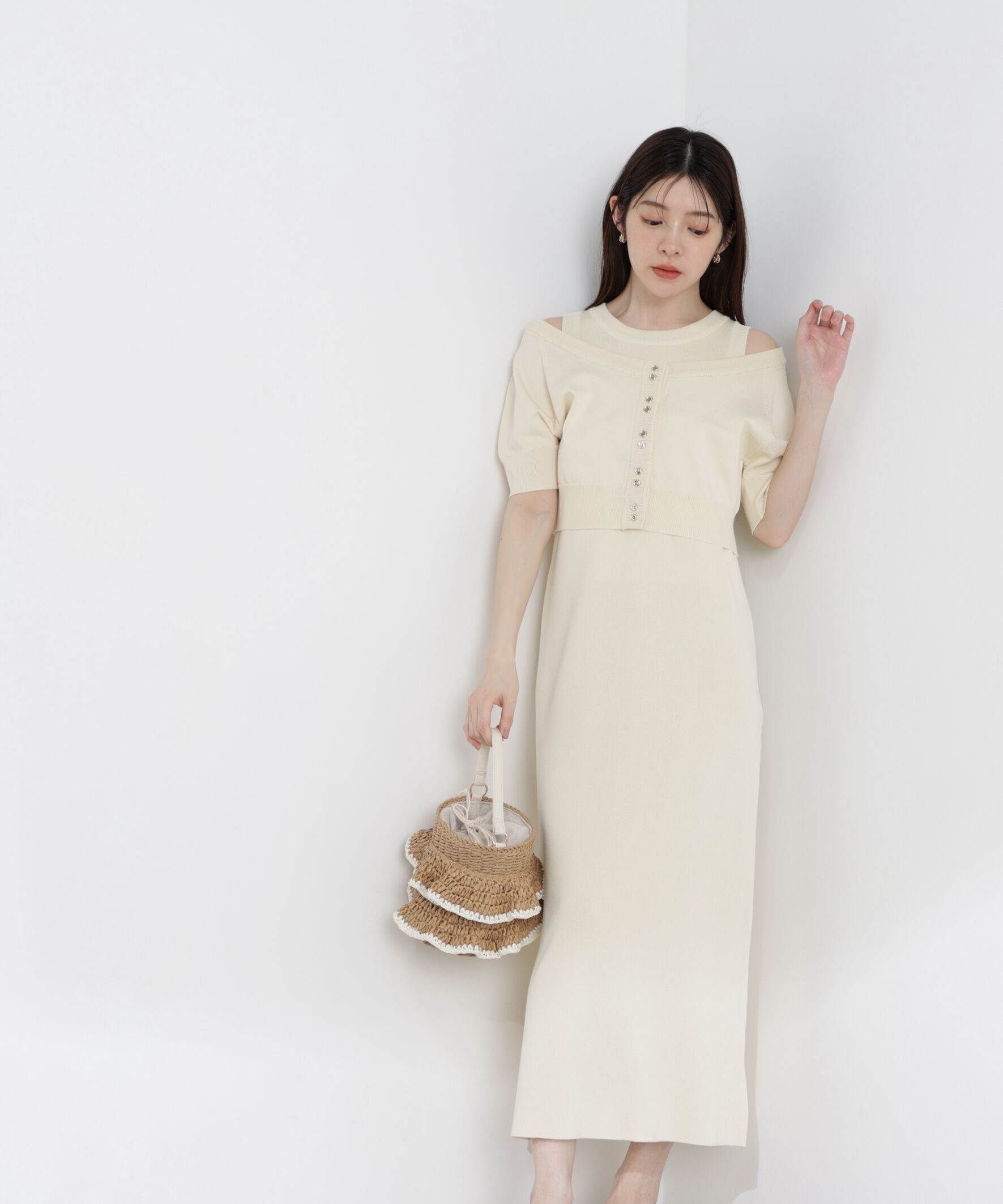 PROPORTION BODY DRESSING「＜中川紅葉さん着用＞ショートカーデレイヤードワンピース」|ワンピース|