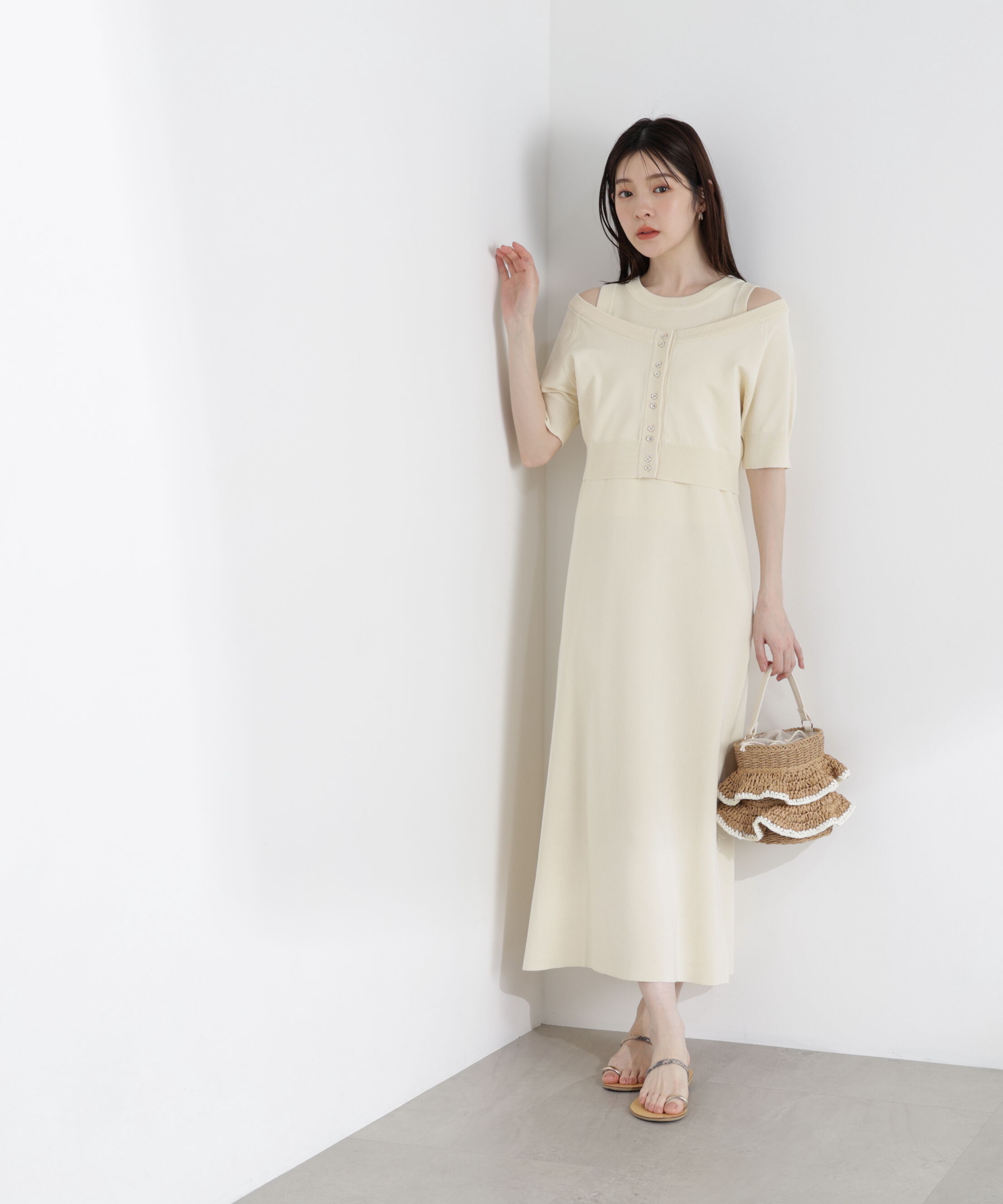 PROPORTION BODY DRESSING「＜中川紅葉さん着用＞ショートカーデレイヤードワンピース」|ワンピース|