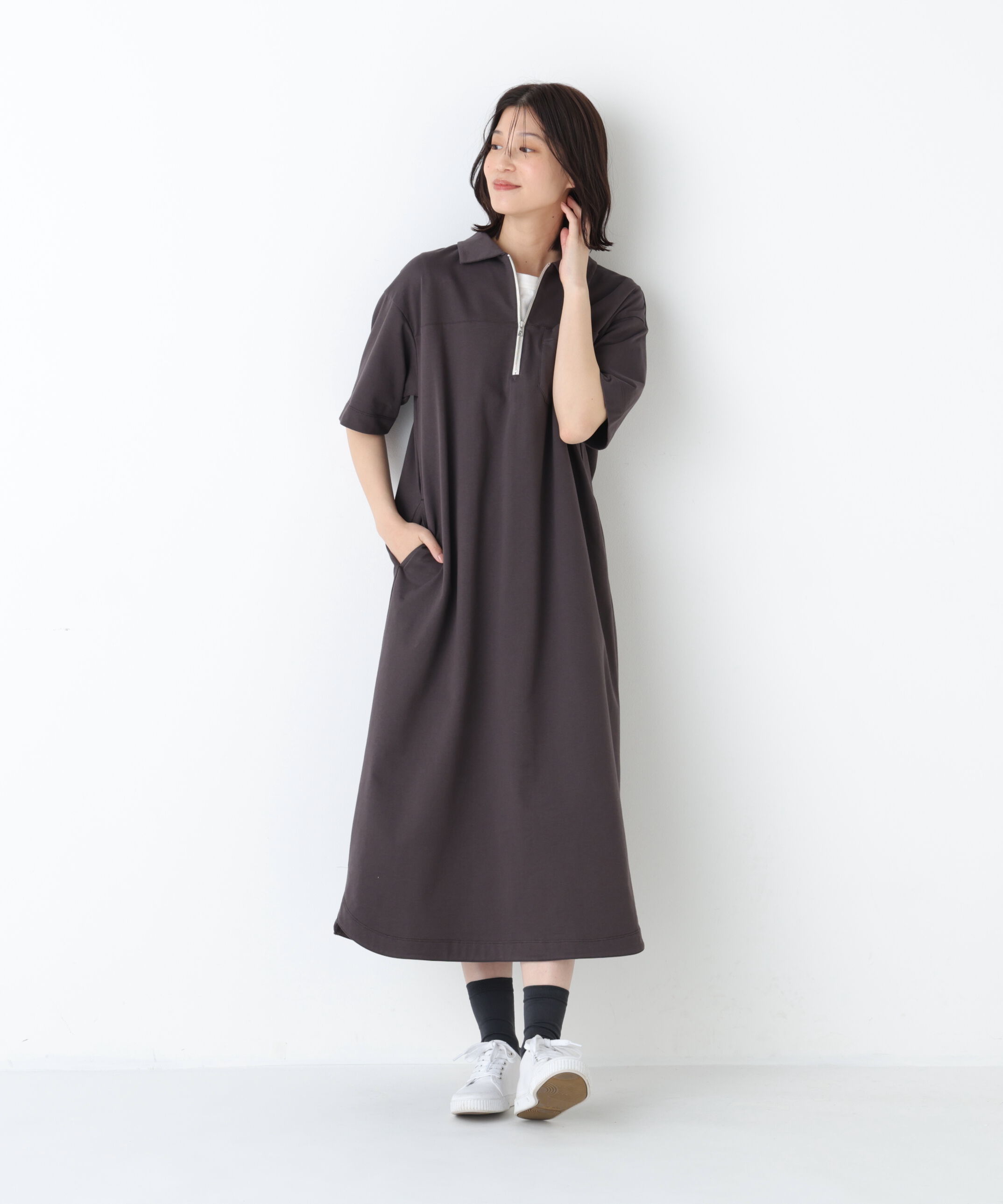  「◆ハーフジップカットソーワンピース」|ワンピース|