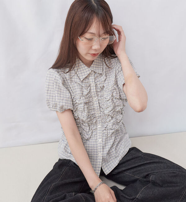 archives「チェックランダムシャーリングシャツブラウス」|シャツ・ブラウス|