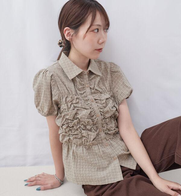 archives「チェックランダムシャーリングシャツブラウス」|シャツ・ブラウス|