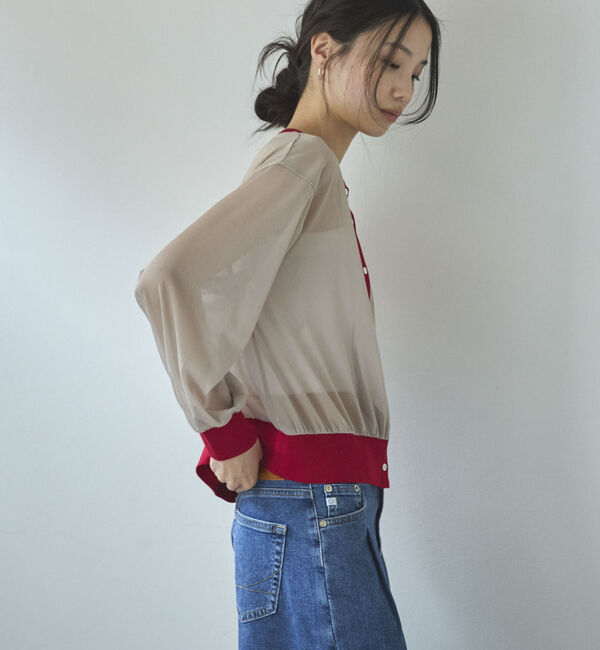 Doux archives「バイカラーシアーカーディガン」|シャツ・ブラウス|