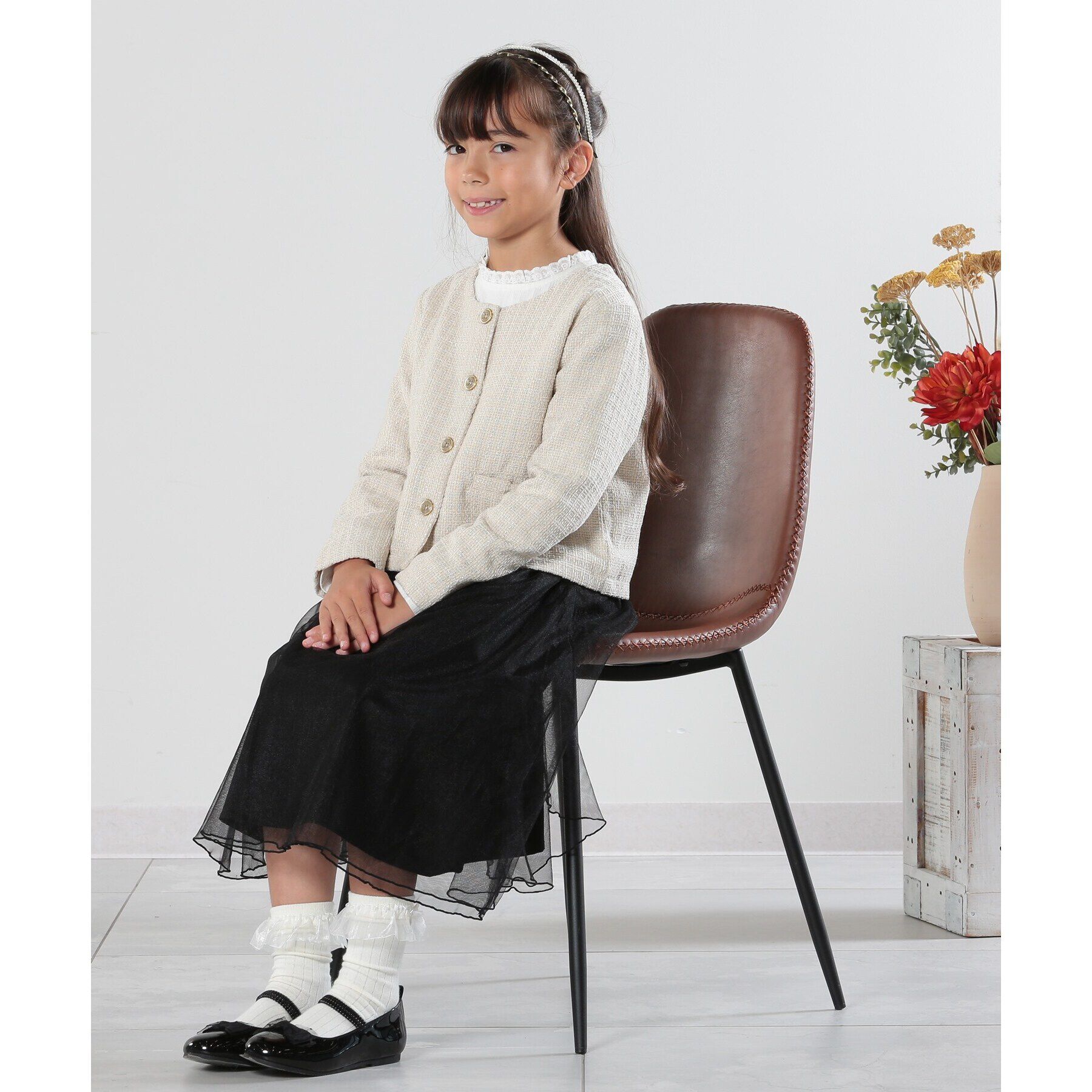 SHOO･LA･RUE「【100-140cm/プチセレ】ラメチュールスカート」|スカート|