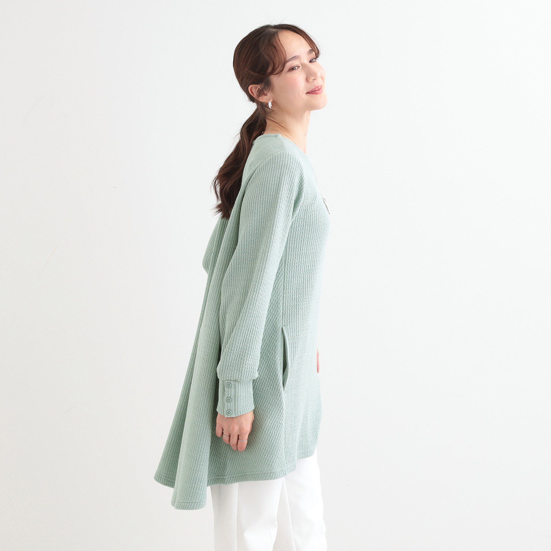 SHOO･LA･RUE「【洗える/S-LL】ふんわりタッチが癖になる ふくれジャカードチュニック」|チュニック|