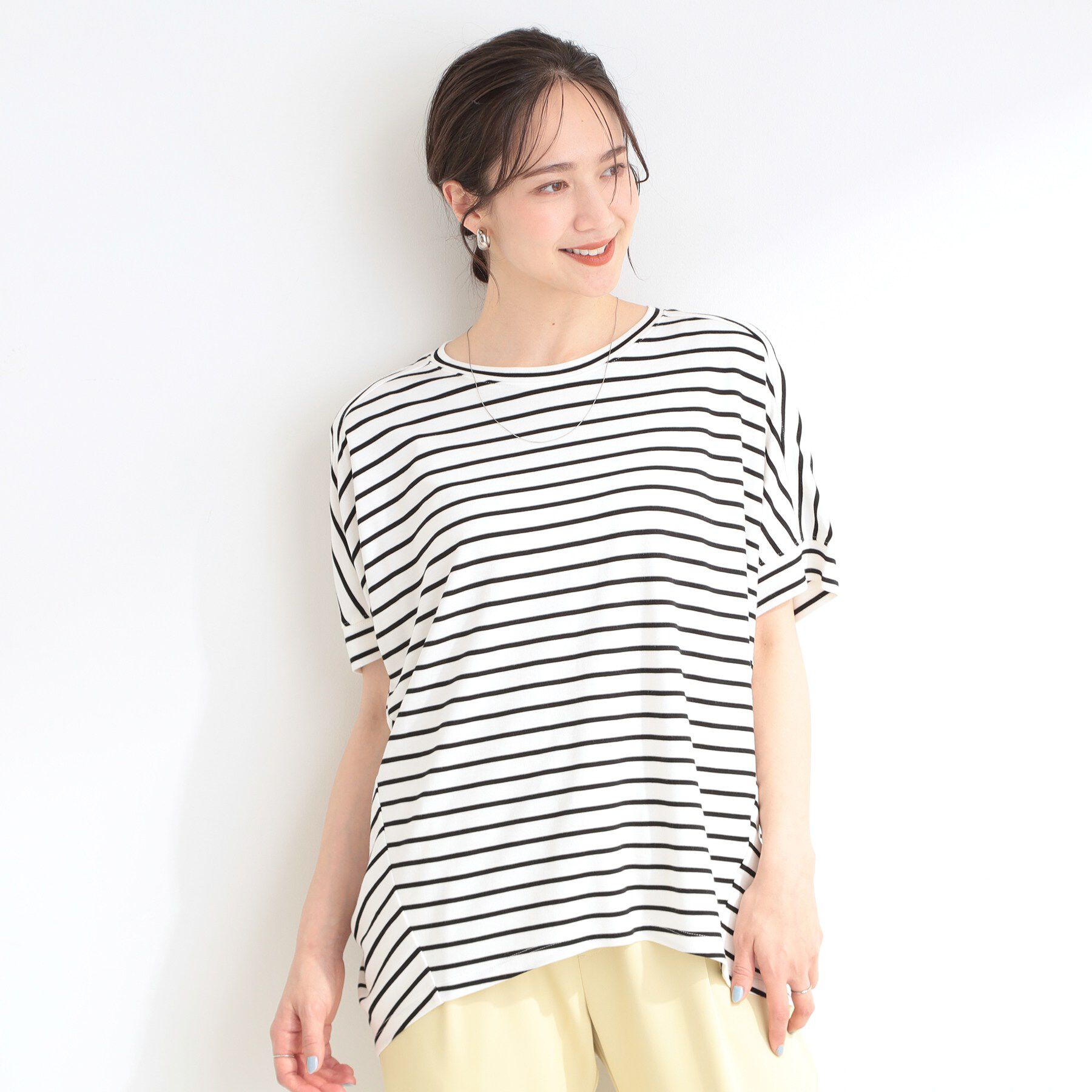 SHOO･LA･RUE「【ひんやり/UV/S-LL/体型カバー】インせずゆるっと決まる ひやとろドルマンTシャツ」|Tシャツ・カットソー|