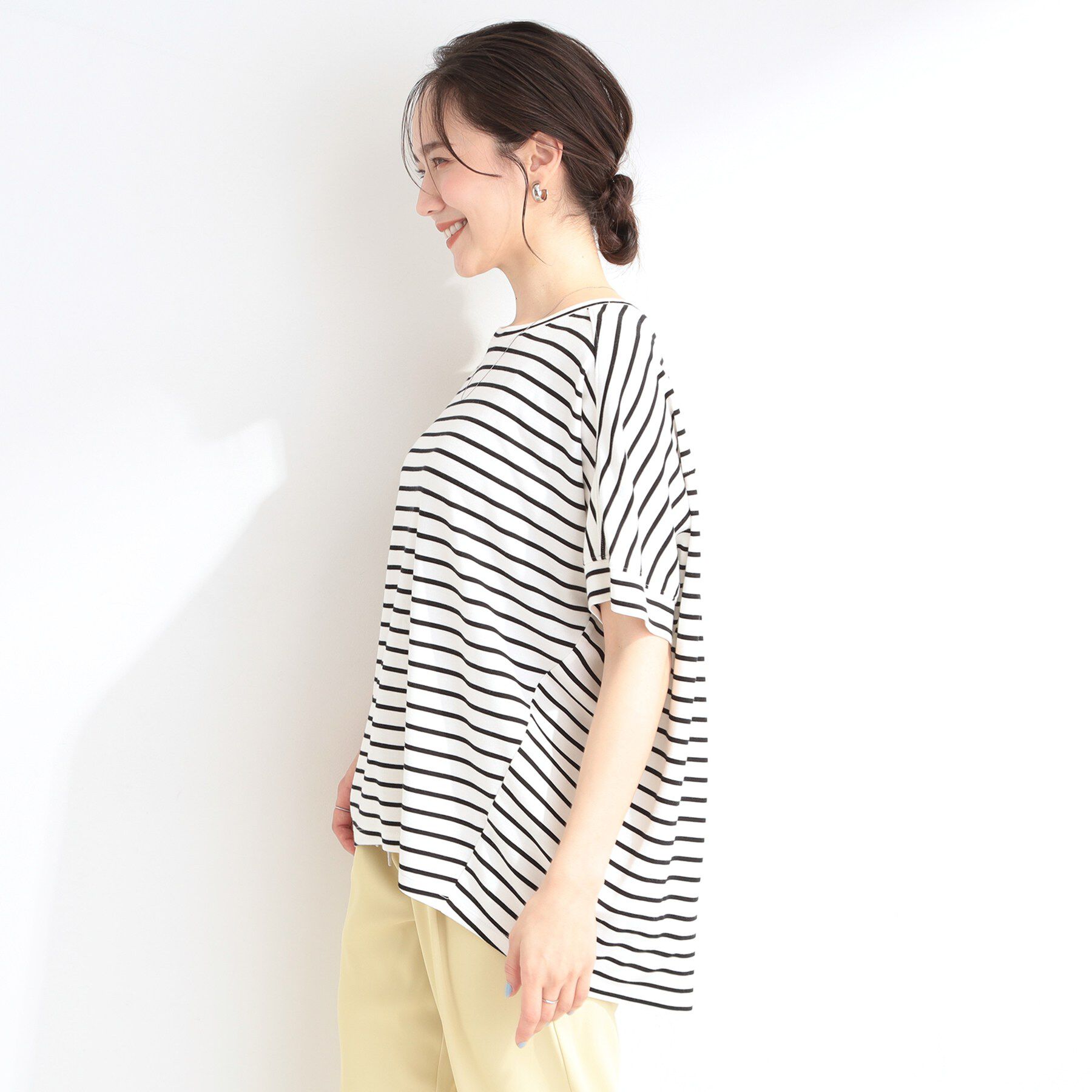 SHOO･LA･RUE「【ひんやり/UV/S-LL/体型カバー】インせずゆるっと決まる ひやとろドルマンTシャツ」|Tシャツ・カットソー|