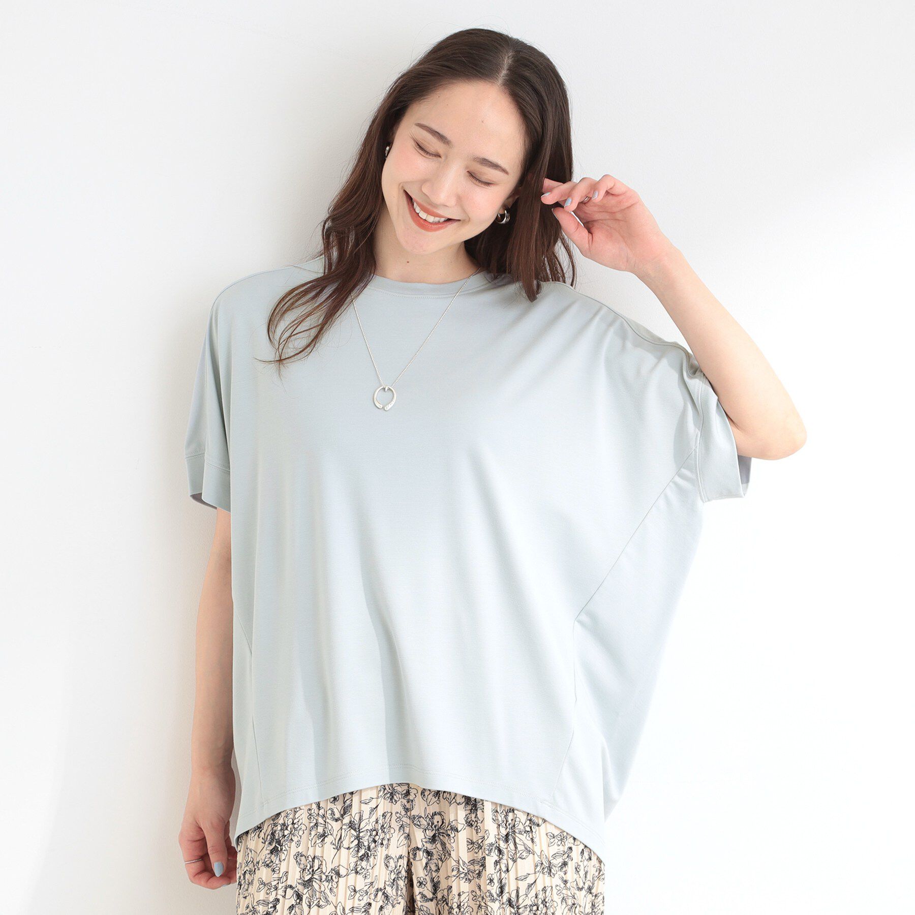 SHOO･LA･RUE「【ひんやり/UV/S-LL/体型カバー】インせずゆるっと決まる ひやとろドルマンTシャツ」|Tシャツ・カットソー|