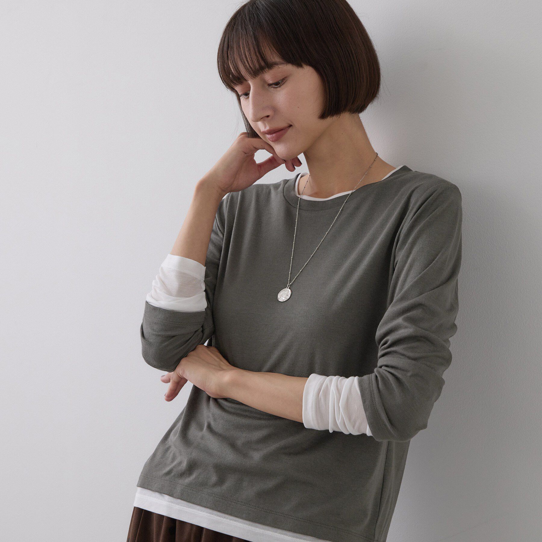 Dessin「調温機能シアーリブプルオーバー」|Tシャツ・カットソー|チャコールグレー(5