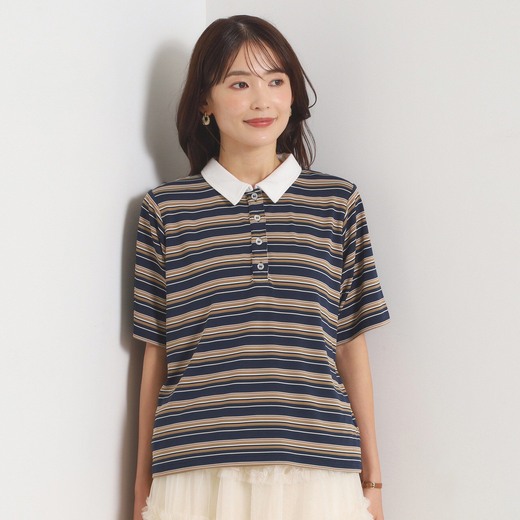 ITS&rsquo;DEMO「ポロ襟ボーダートップス」|Tシャツ・カットソー|