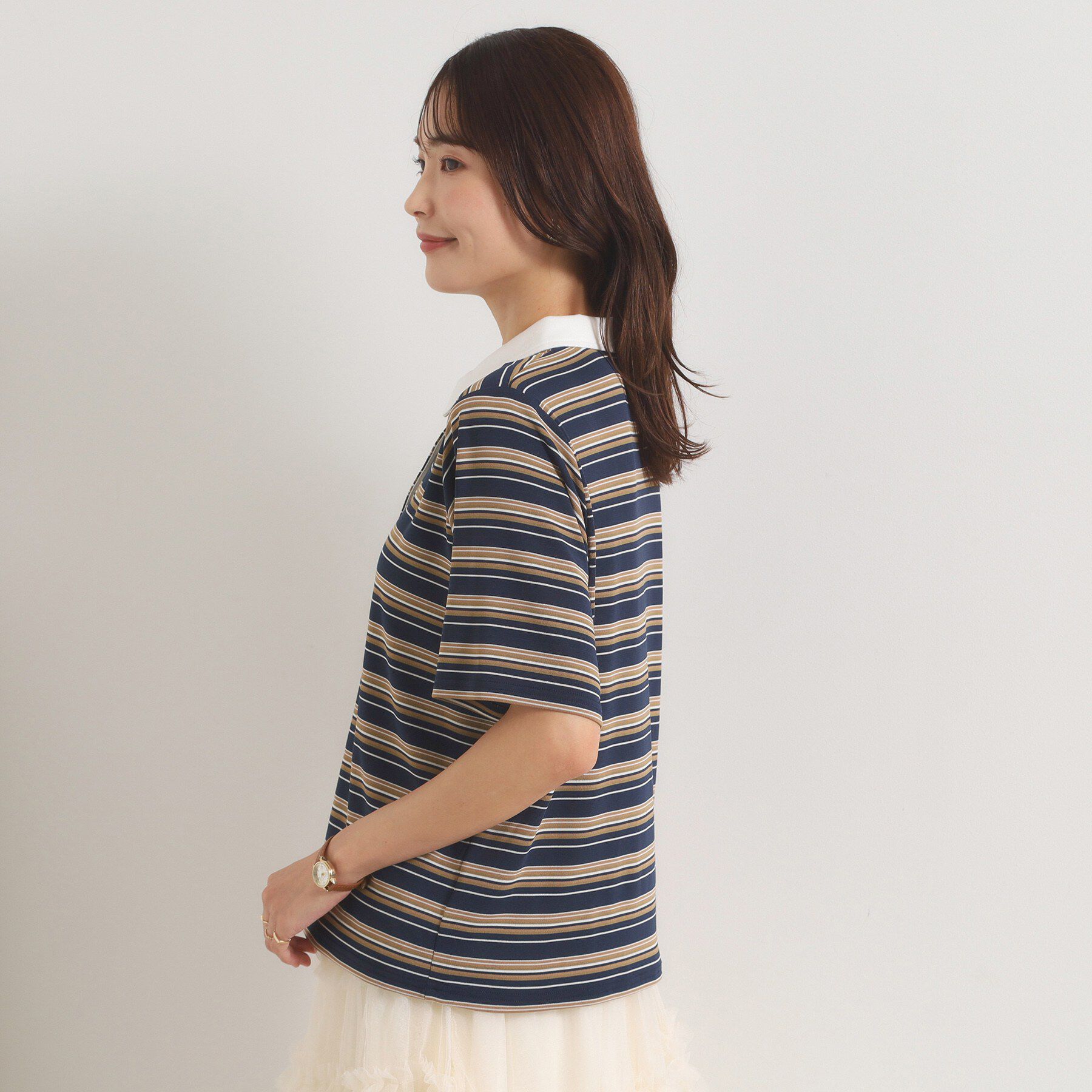 ITS&rsquo;DEMO「ポロ襟ボーダートップス」|Tシャツ・カットソー|