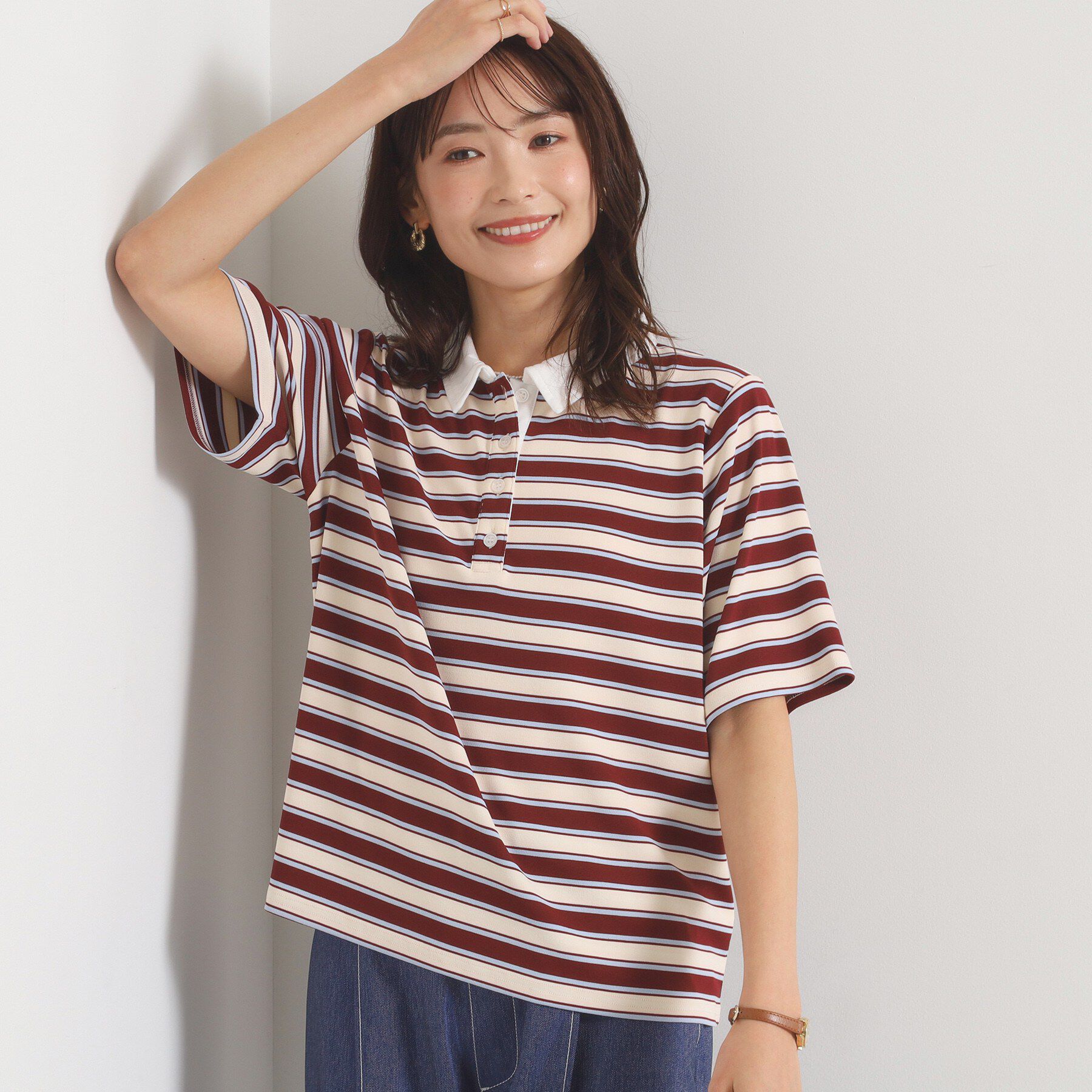 ITS&rsquo;DEMO「ポロ襟ボーダートップス」|Tシャツ・カットソー|