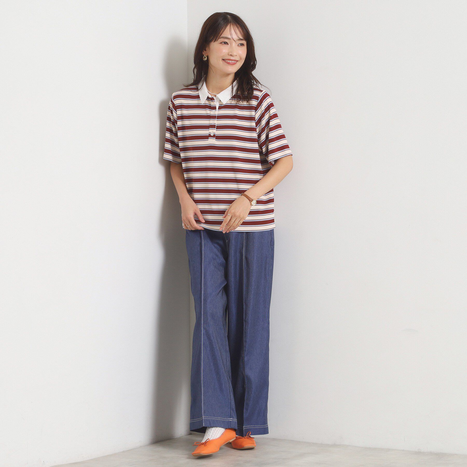 ITS&rsquo;DEMO「ポロ襟ボーダートップス」|Tシャツ・カットソー|