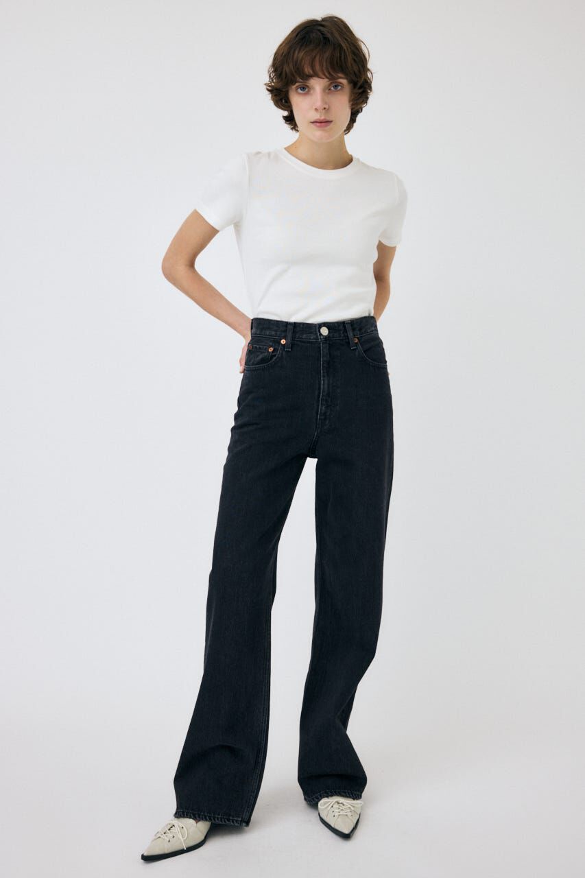 MOUSSY「HIGH WAIST BLACK STRAIGHT」|デニム|BLK