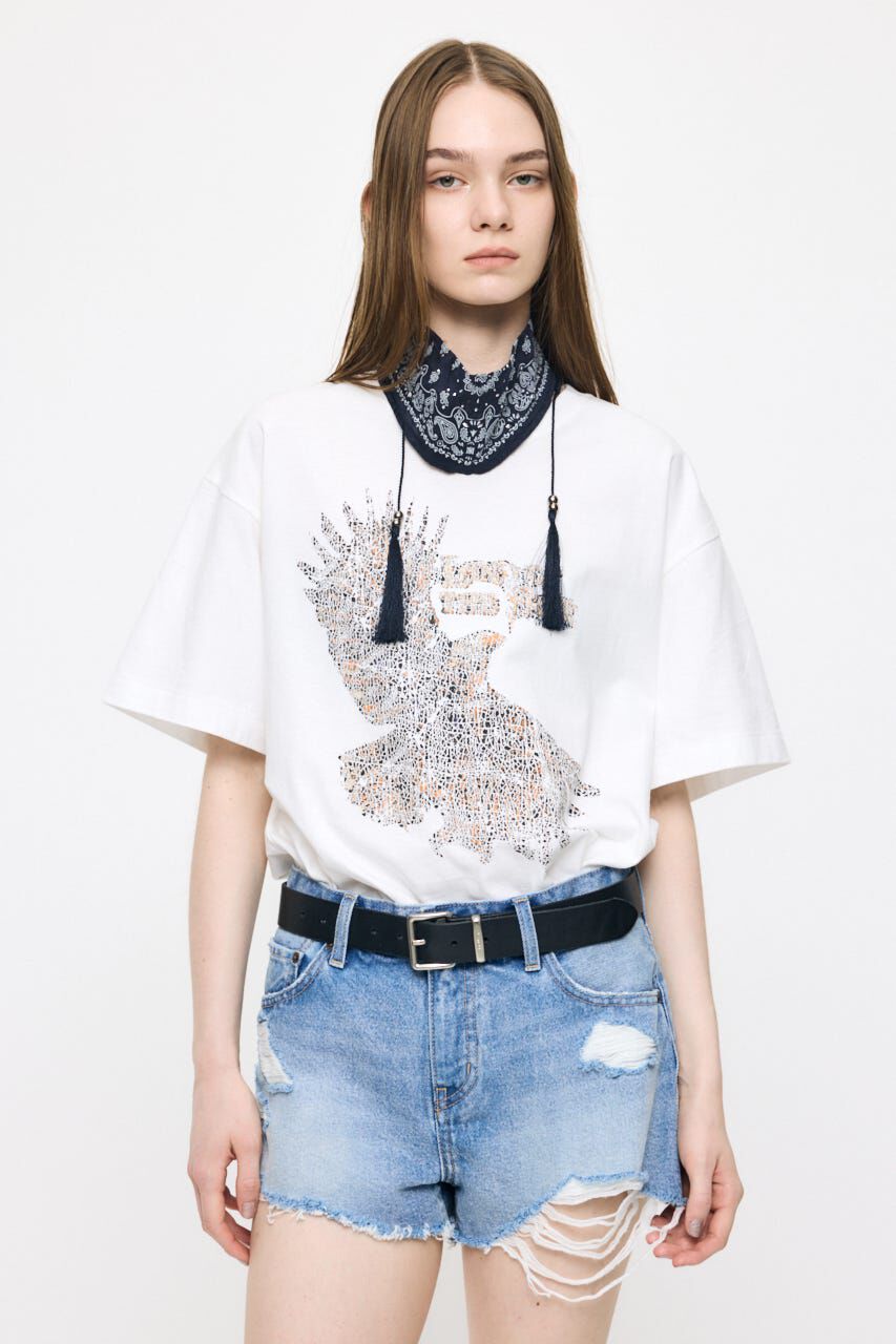 MOUSSY「JN LAND OF THE FREE TEE」|Tシャツ・カットソー|O/WHT1