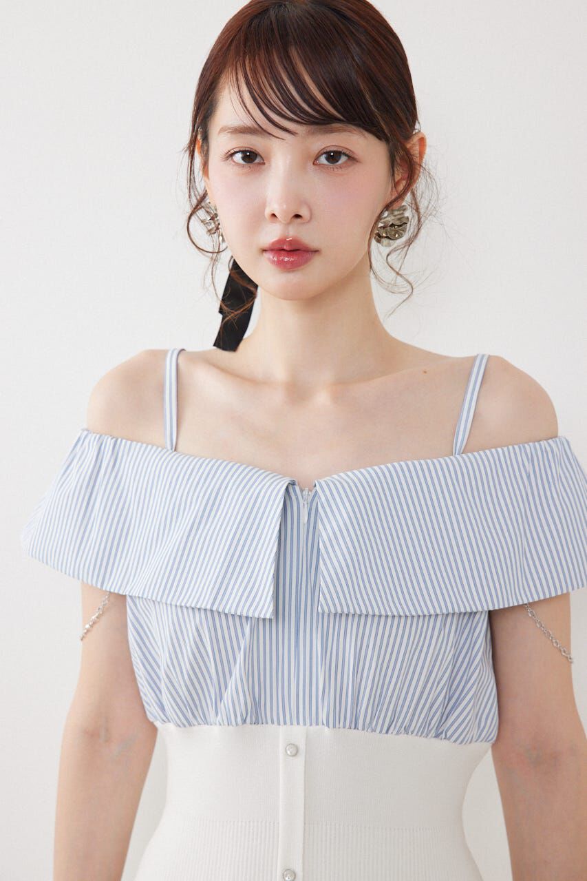 rienda「2WAYフロントジップビッグカラータイトニットワンピース」|ワンピース|