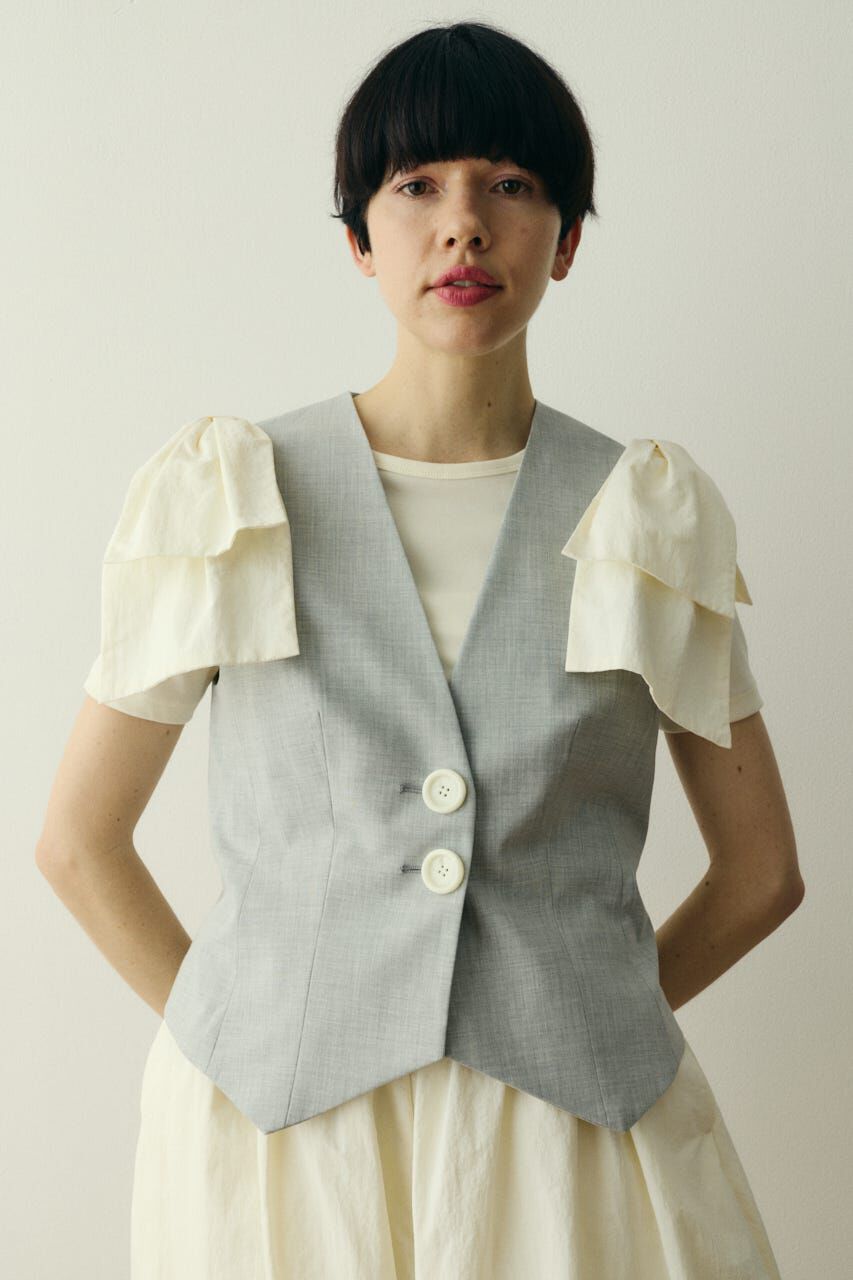 HeRIN.CYE「Ribbon shoulder vest」|ダウンベスト・ベスト|L/GRY1