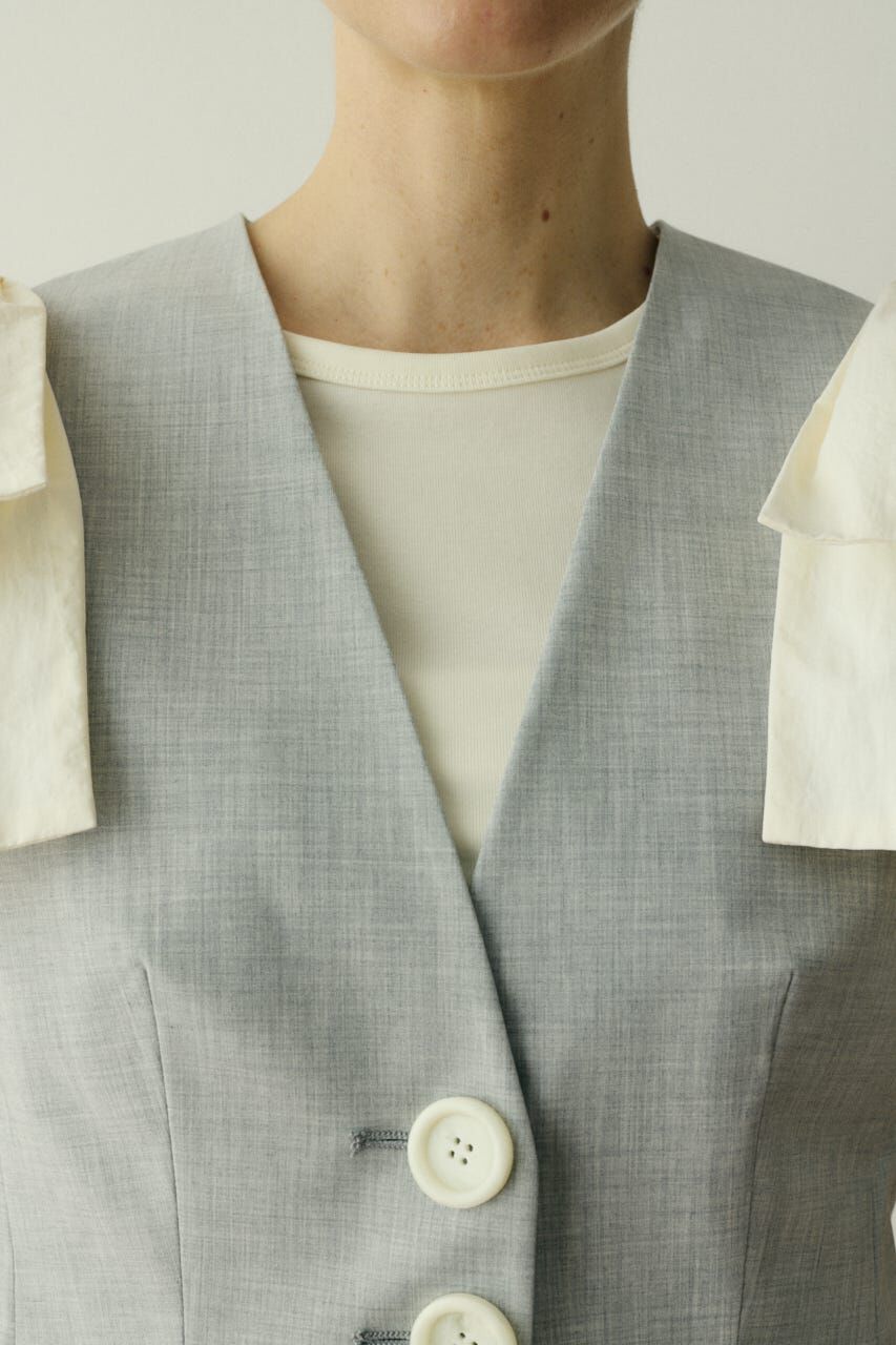 HeRIN.CYE「Ribbon shoulder vest」|ダウンベスト・ベスト|
