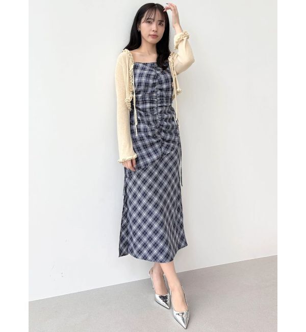 CALNAMUR「カットアウトギャザーキャミワンピース」|ワンピース|