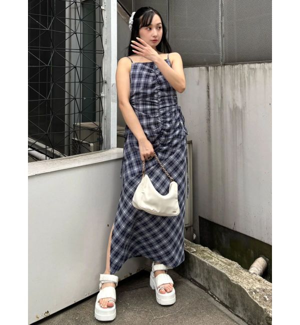 CALNAMUR「カットアウトギャザーキャミワンピース」|ワンピース|