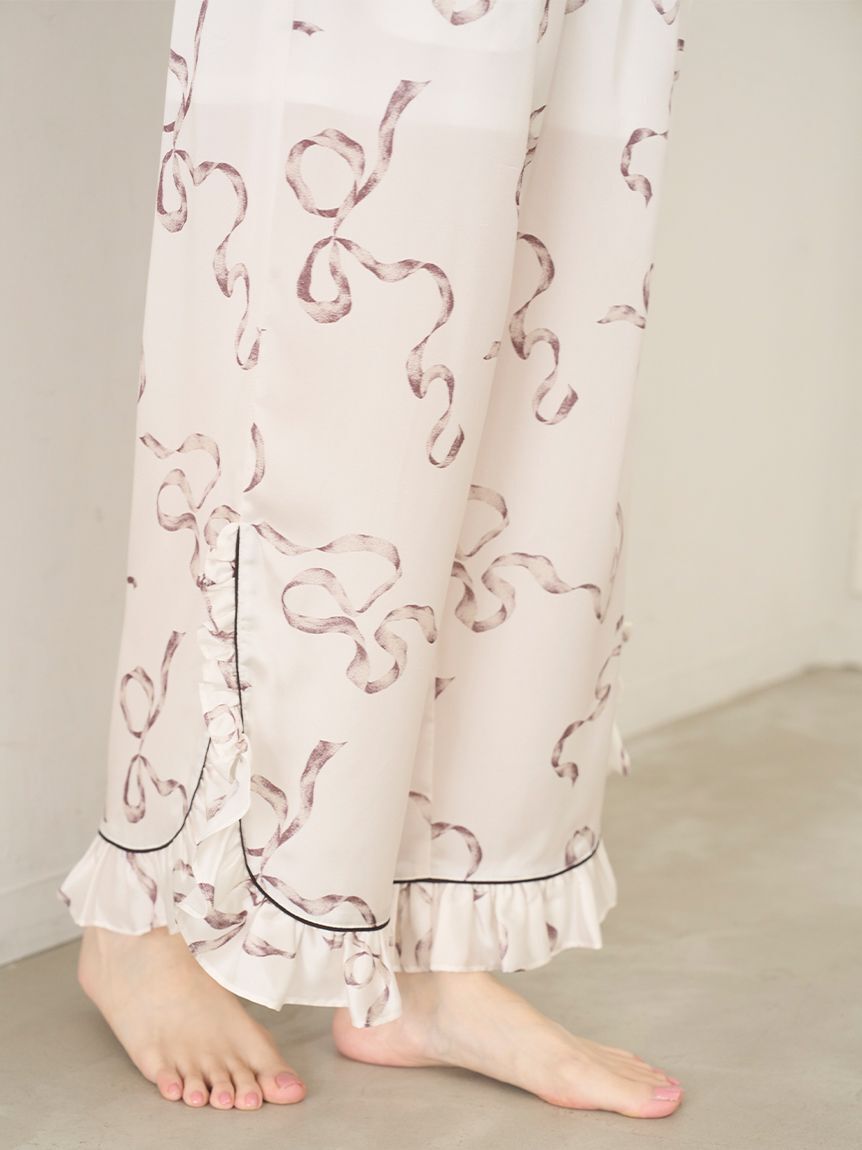 SNIDEL HOME「【Luxshine】【接触冷感】フリルリボンロングパンツ」|ルームウェア|