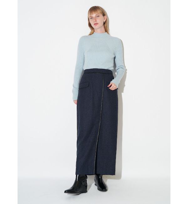 ELENDEEK「PIPING WRAP SK」|スカート|ネイビー
