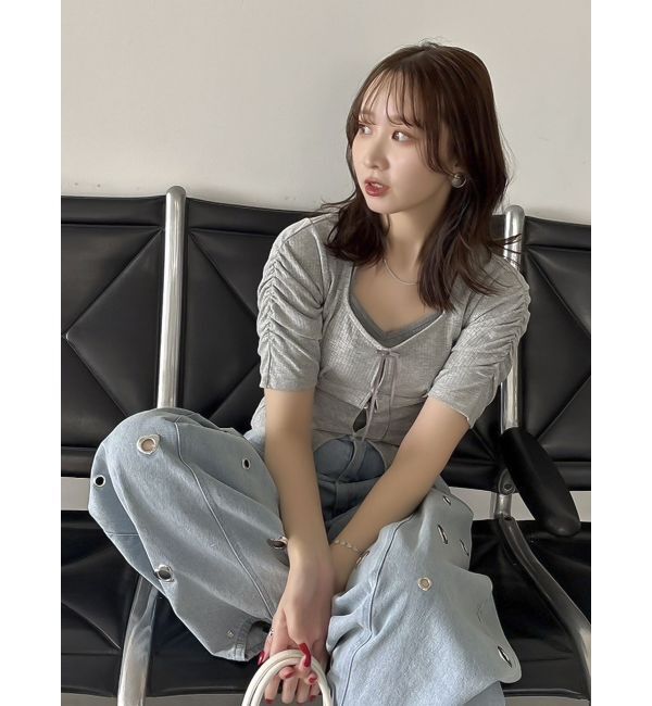 dazzlin「カーデタイトリボンカットトップス」|Tシャツ・カットソー|